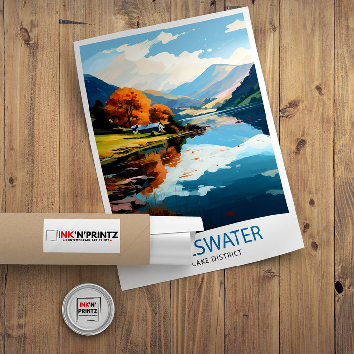 Ullswater Lake District Travel Print Lake District Wall Decor Ullswater Home Living Decor Ullswater Illustration Travel Poster Gift for