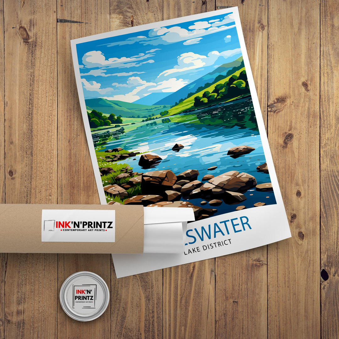 Ullswater Lake District Travel Print Lake District Wall Decor Ullswater Home Living Decor Ullswater Illustration Travel Poster Gift for