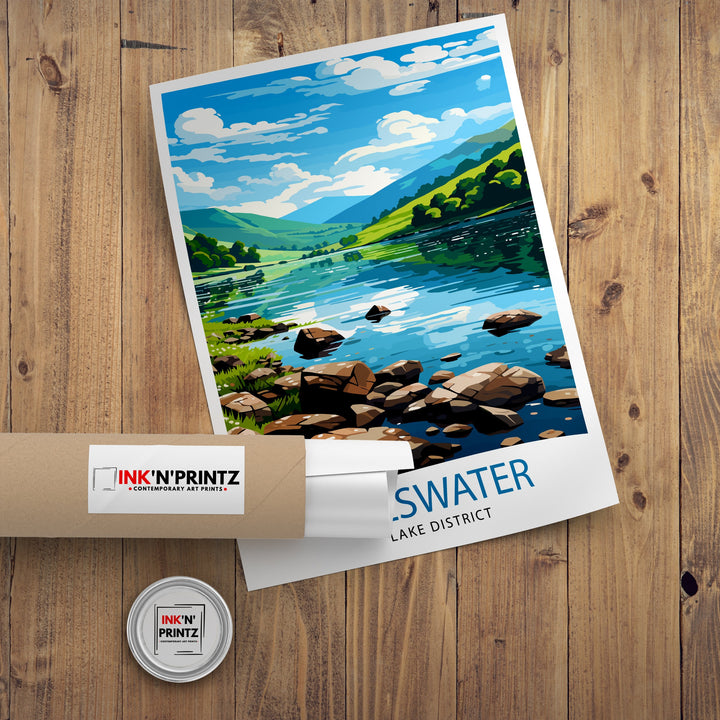 Ullswater Lake District Travel Print Lake District Wall Decor Ullswater Home Living Decor Ullswater Illustration Travel Poster Gift for