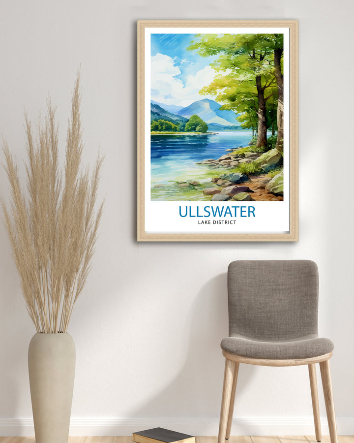 Ullswater Lake District Travel Print Lake District Wall Decor Ullswater Home Living Decor Ullswater Illustration Travel Poster Gift for