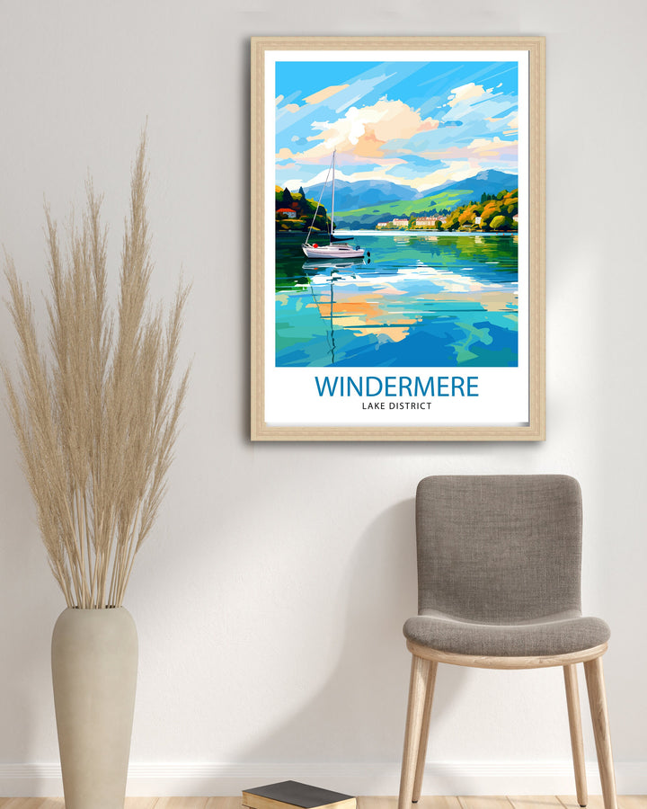 Lake Windermere Travel Print | Lake District Print | Lake District Art | Lake District Poster | The Lake District | Travel Print