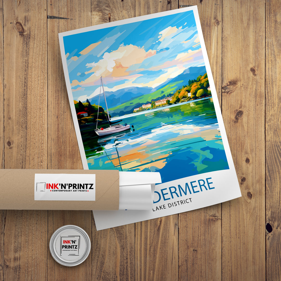 Lake Windermere Travel Print | Lake District Print | Lake District Art | Lake District Poster | The Lake District | Travel Print