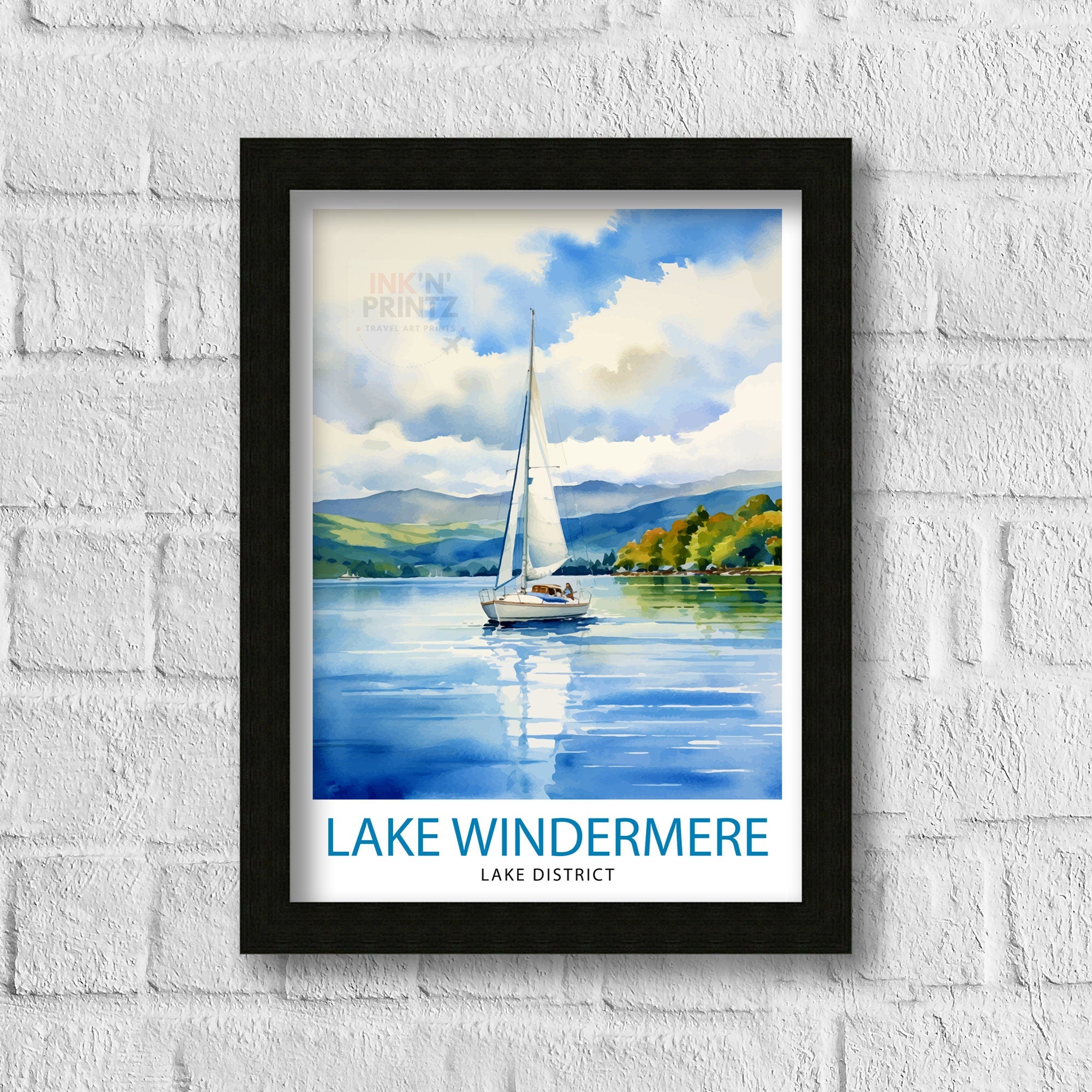 Lake Windermere Travel Print | Lake District Print | Lake District Art | Lake District Poster | The Lake District | Travel Print