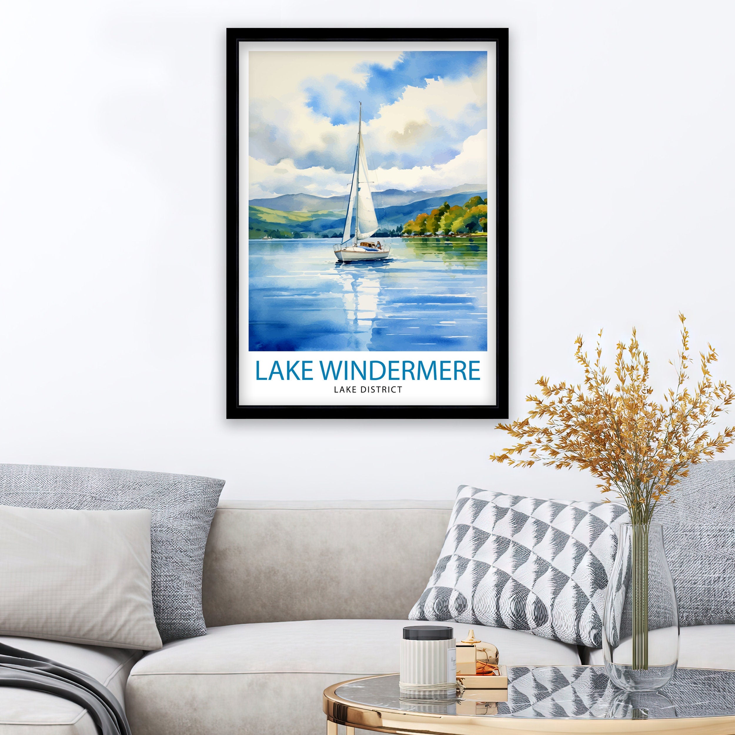 Lake Windermere Travel Print | Lake District Print | Lake District Art | Lake District Poster | The Lake District | Travel Print
