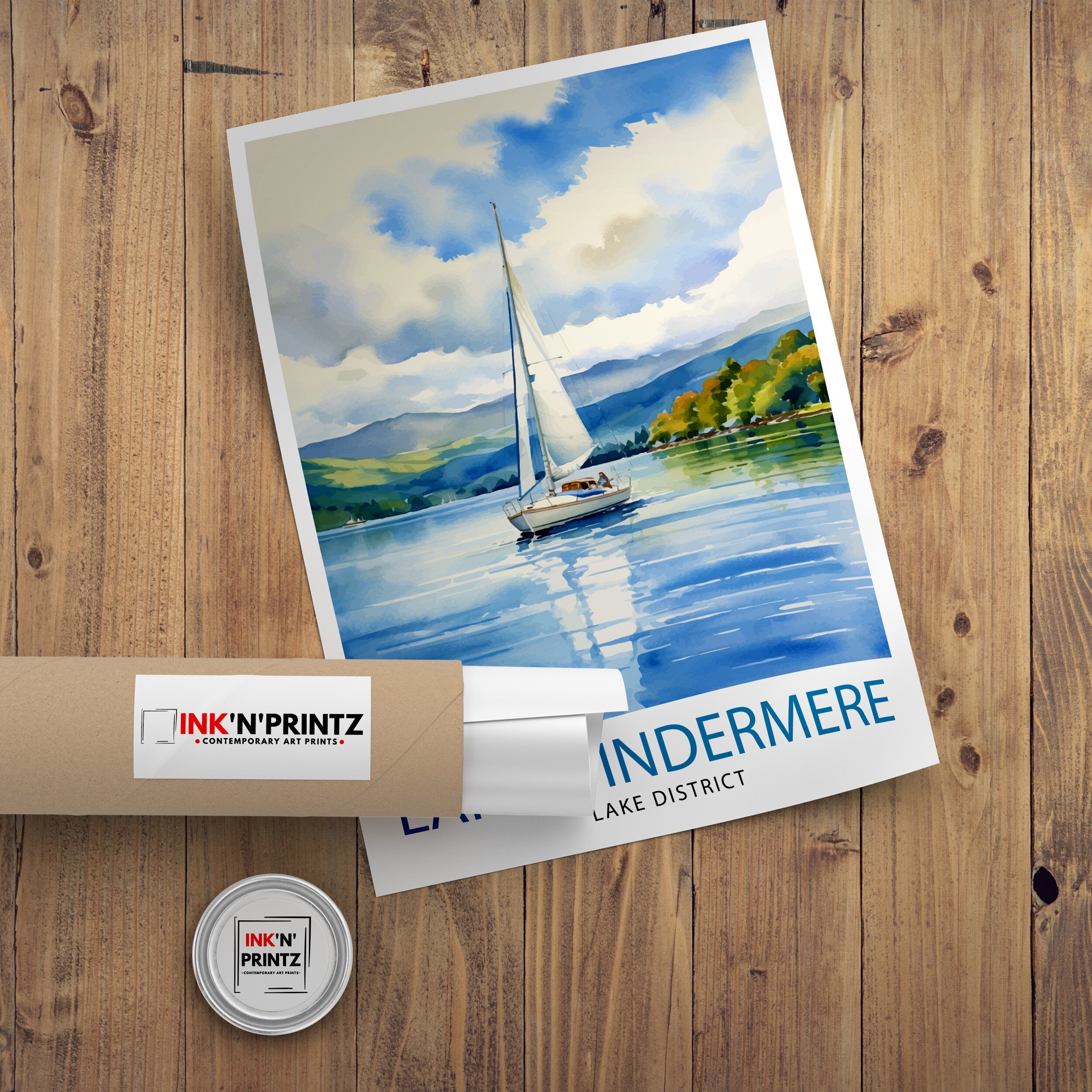 Lake Windermere Travel Print | Lake District Print | Lake District Art | Lake District Poster | The Lake District | Travel Print