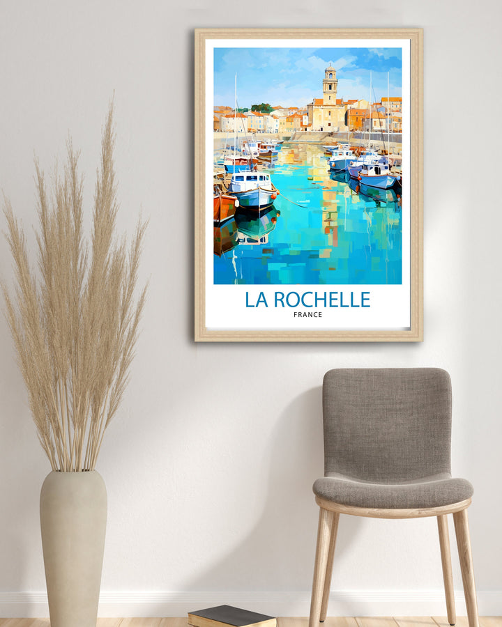 La Rochelle Travel Print La Rochelle Wall Decor France Illustration Travel Poster Gift for La Rochelle Home Decor