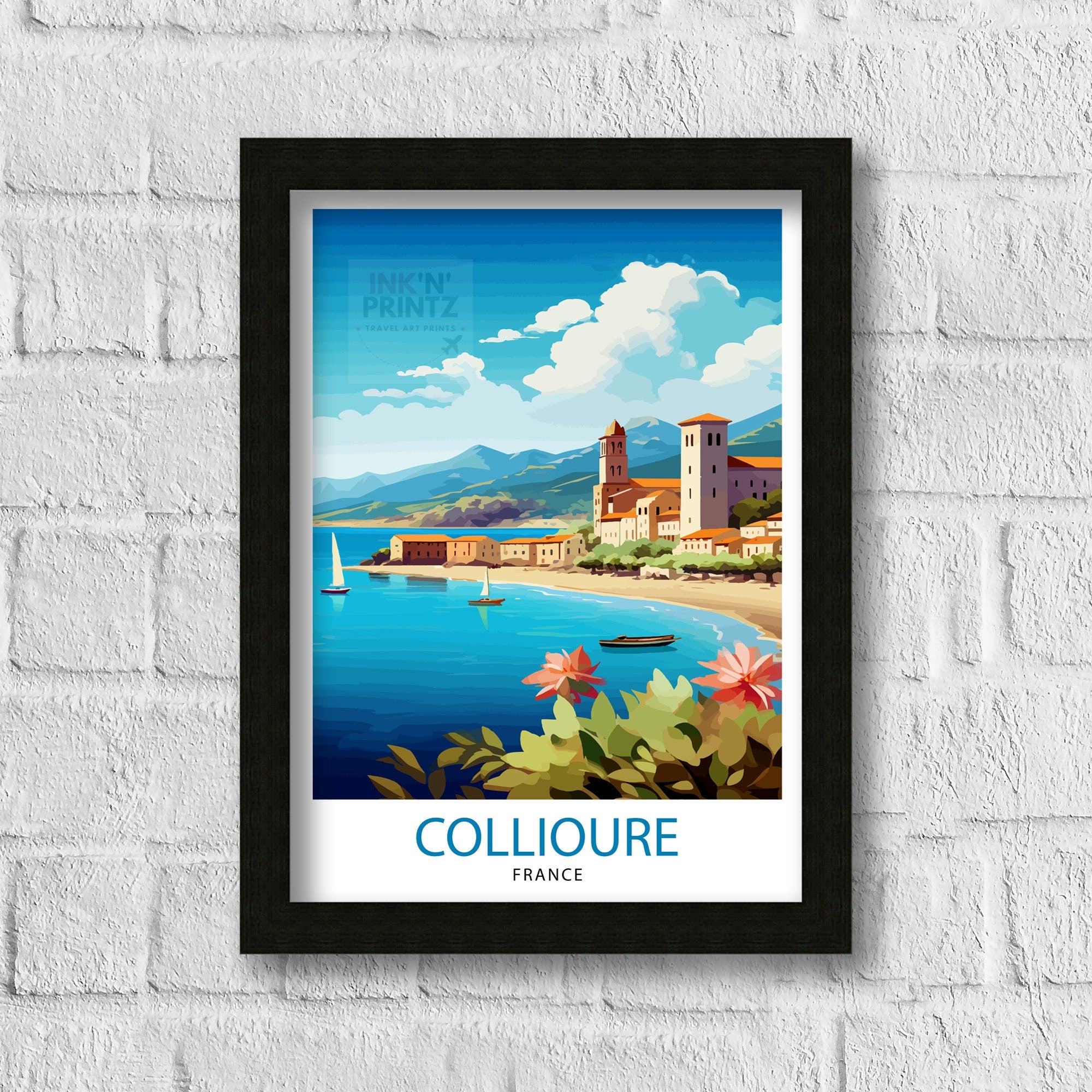 Collioure France Travel Print Collioure Wall Decor Collioure Poster French Riviera Travel Prints Collioure Art Print Collioure Illustration