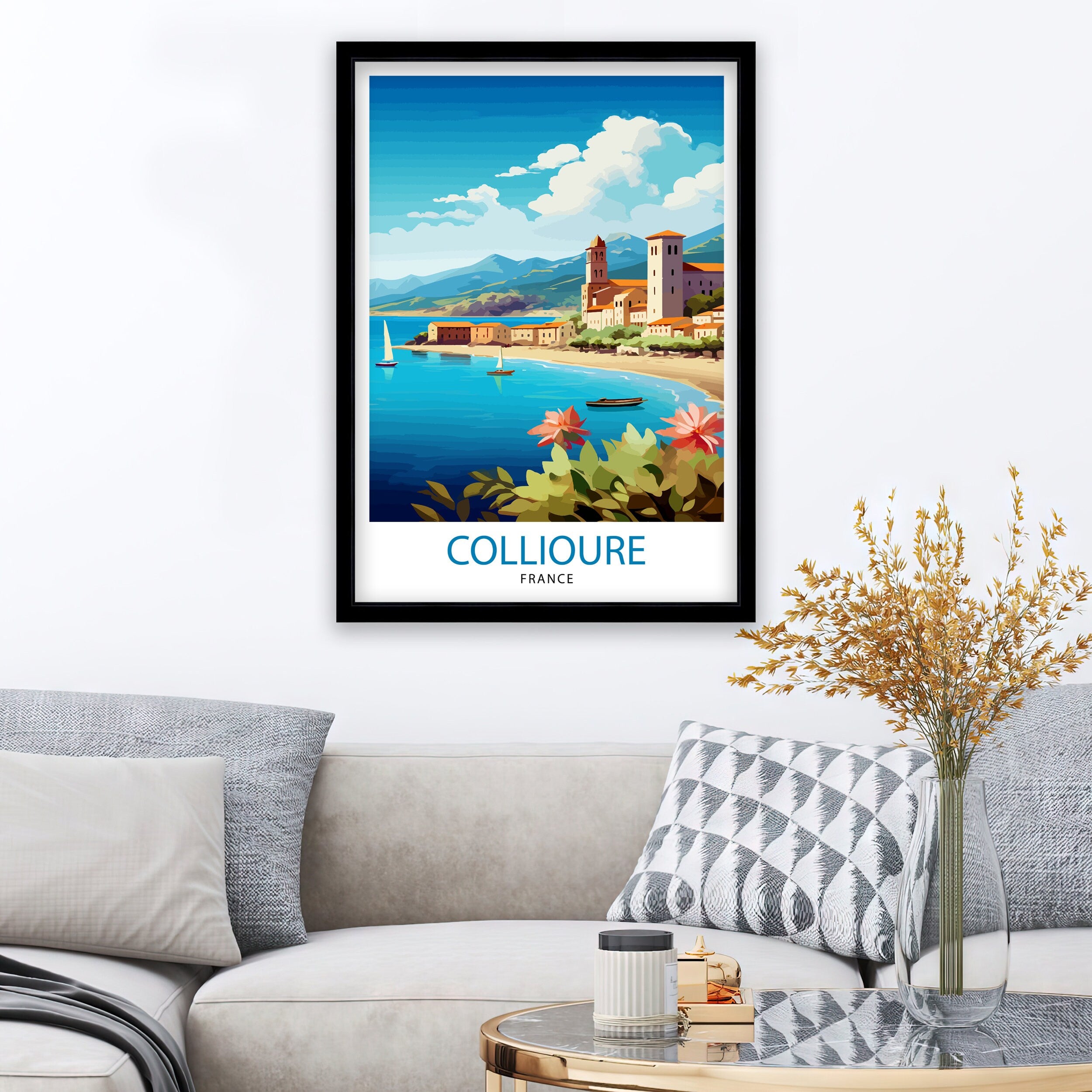 Collioure France Travel Print Collioure Wall Decor Collioure Poster French Riviera Travel Prints Collioure Art Print Collioure Illustration