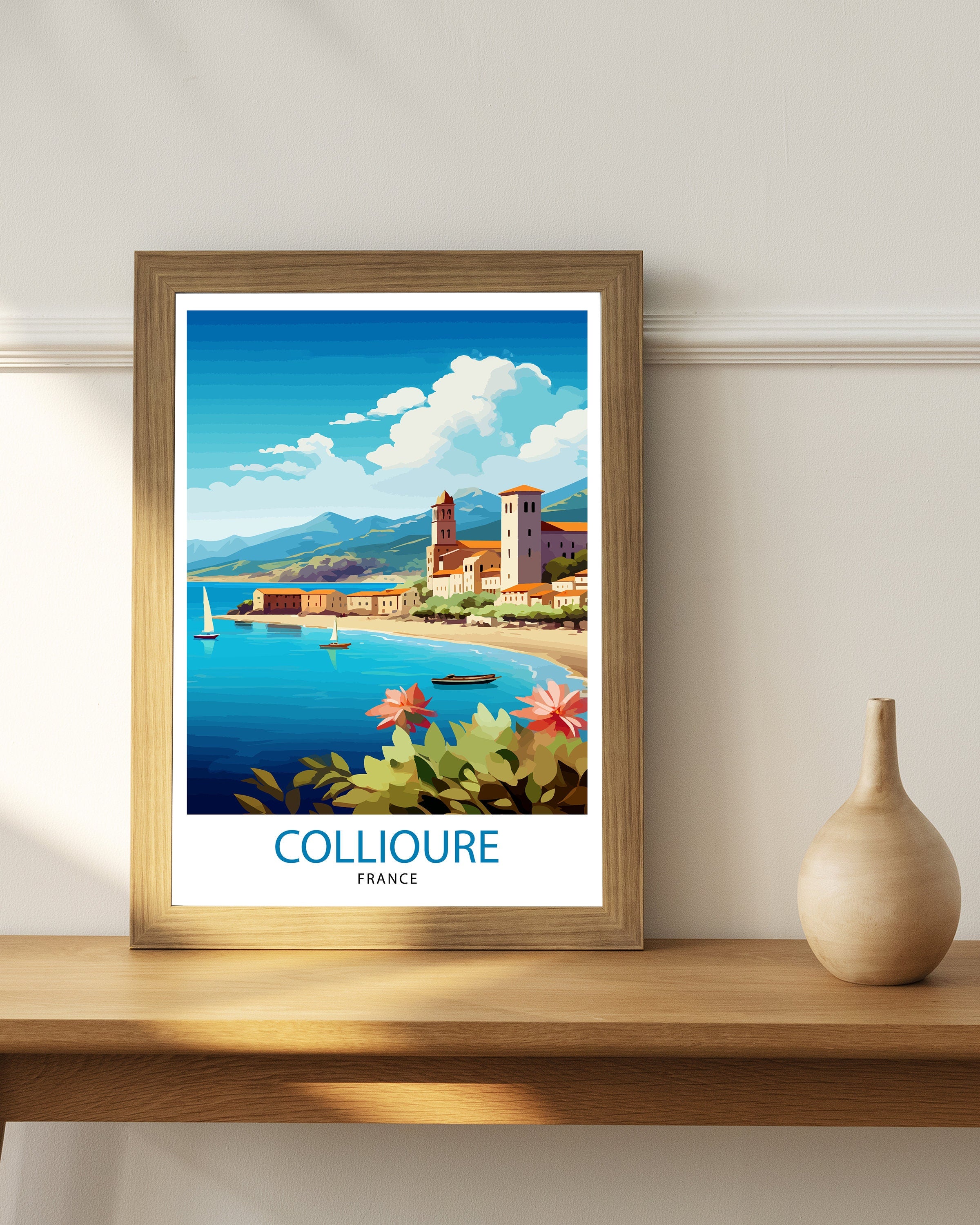 Collioure France Travel Print Collioure Wall Decor Collioure Poster French Riviera Travel Prints Collioure Art Print Collioure Illustration
