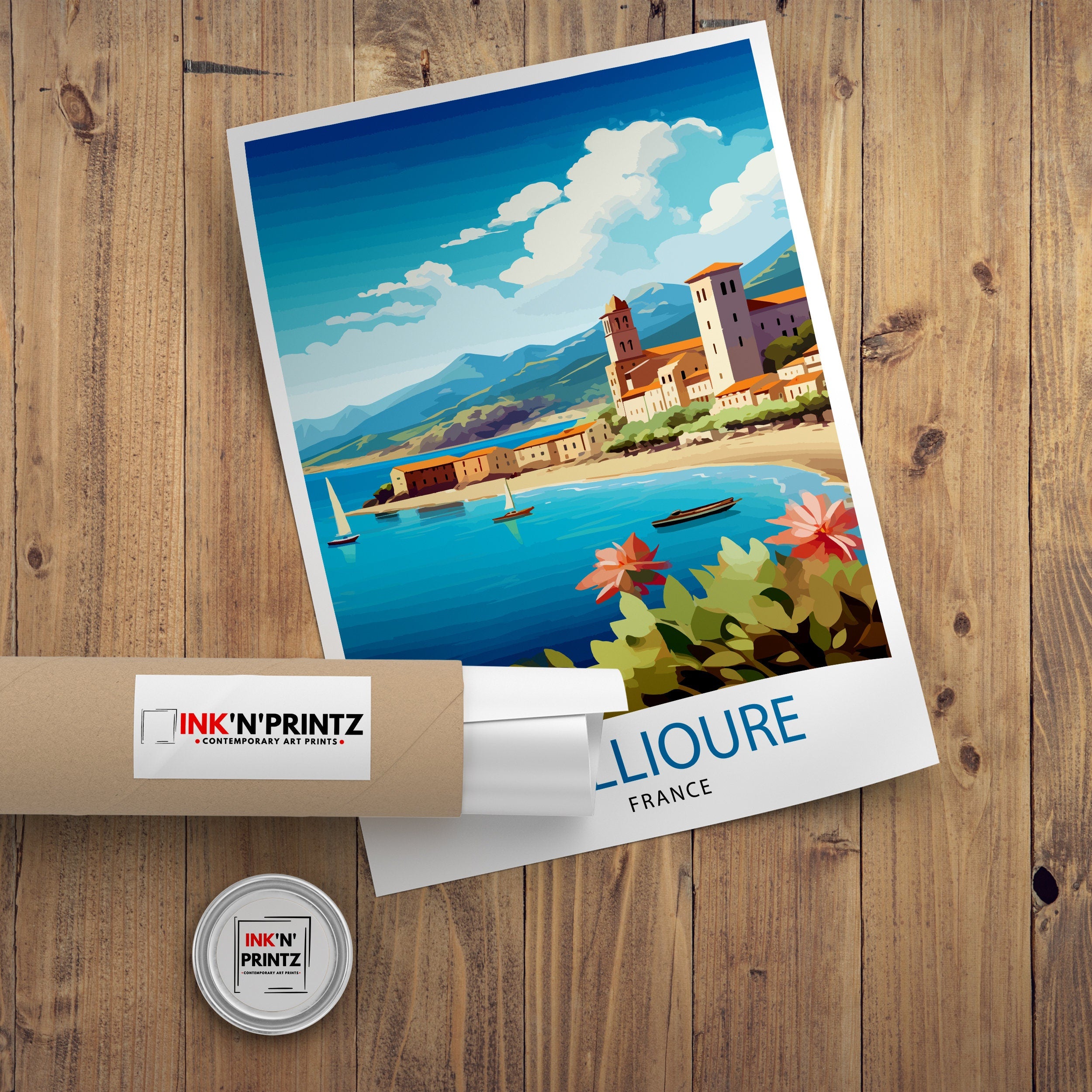 Collioure France Travel Print Collioure Wall Decor Collioure Poster French Riviera Travel Prints Collioure Art Print Collioure Illustration