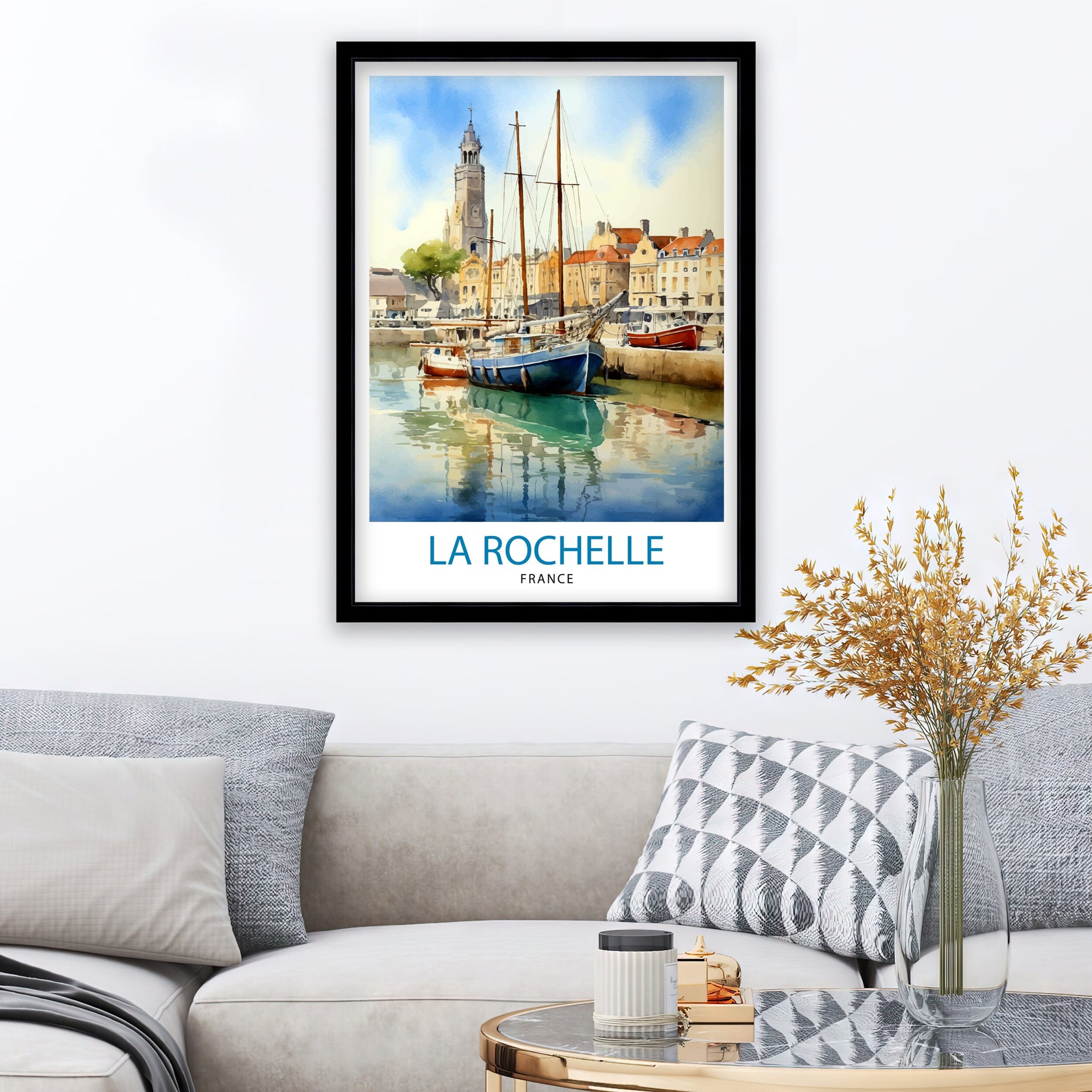 La Rochelle Travel Print La Rochelle Wall Decor France Illustration Travel Poster Gift for La Rochelle Home Decor
