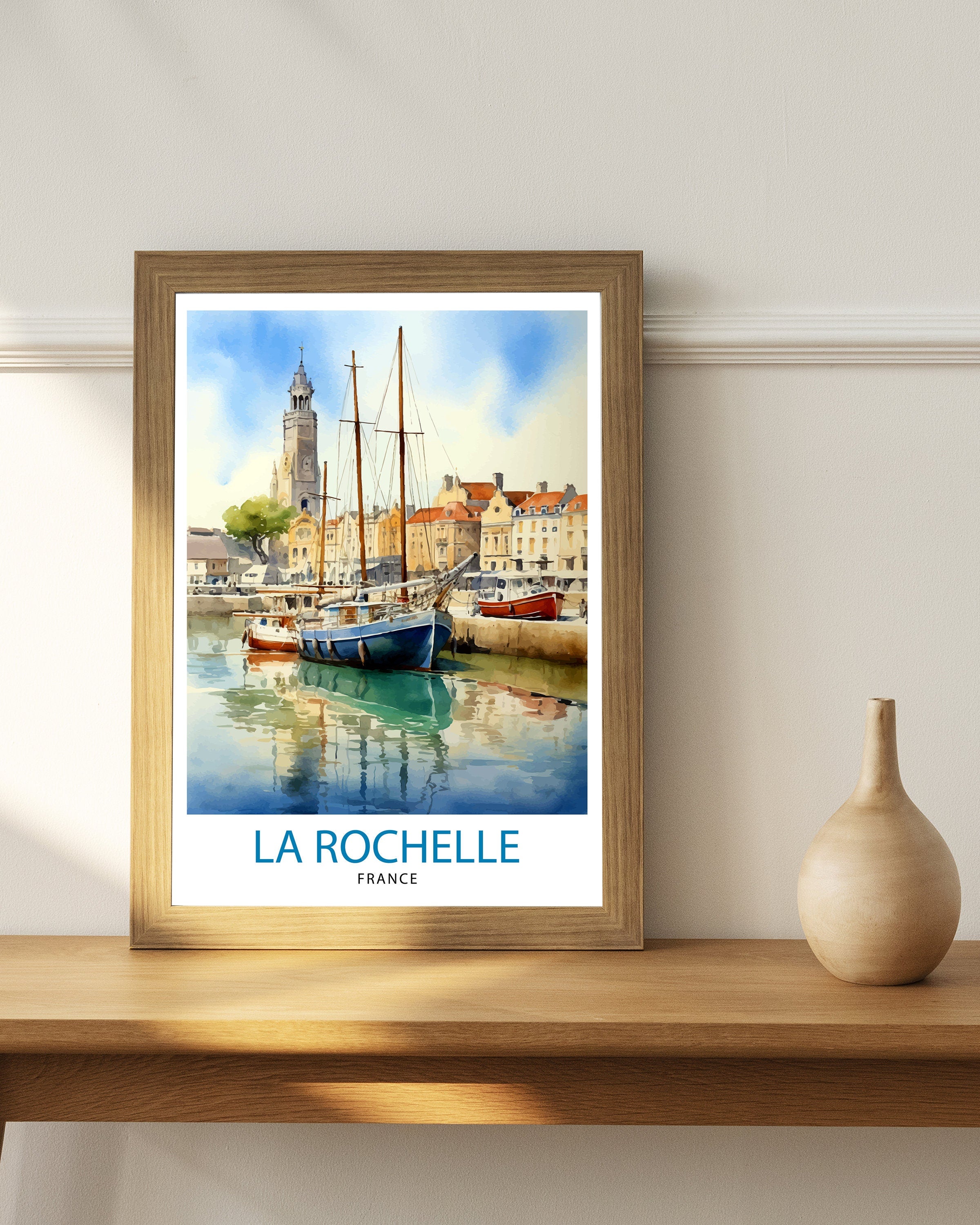 La Rochelle Travel Print La Rochelle Wall Decor France Illustration Travel Poster Gift for La Rochelle Home Decor