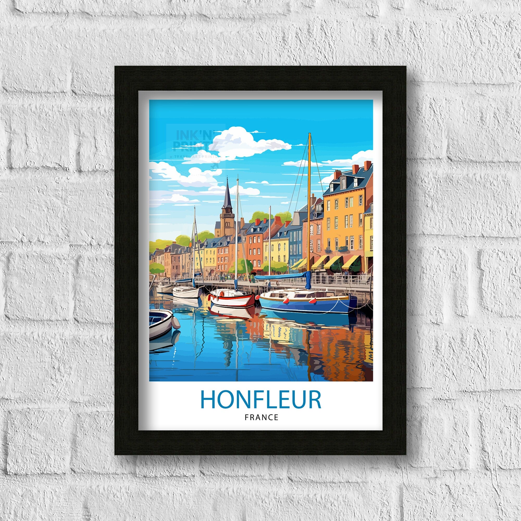 Honfleur France Travel Print Honfleur Wall Decor Honfleur Poster France Travel Prints Honfleur Art Print Honfleur Illustration Honfleur