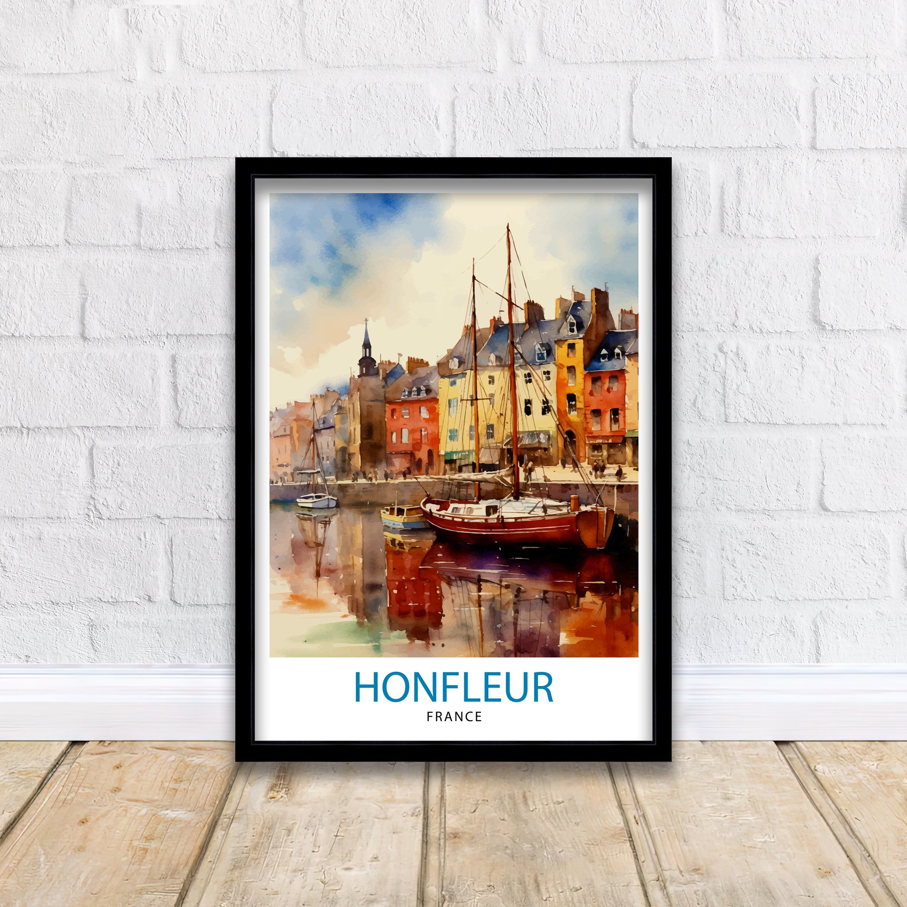 Honfleur France Travel Print Honfleur Wall Decor Honfleur Poster France Travel Prints Honfleur Art Print Honfleur Illustration Honfleur
