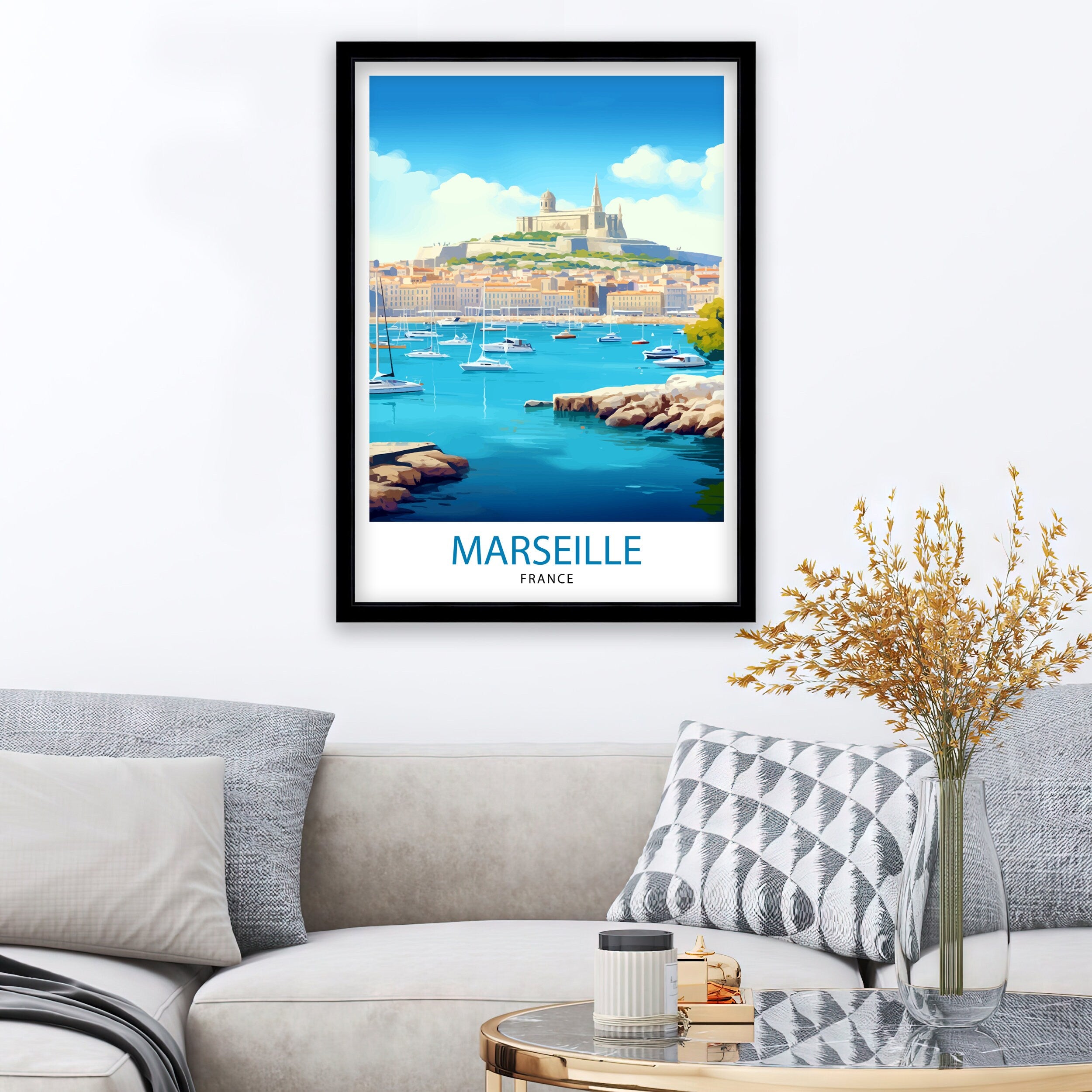 Marseille France Travel Print Marseille Wall Decor Marseille Poster France Travel Prints Marseille Art Print Marseille Illustration