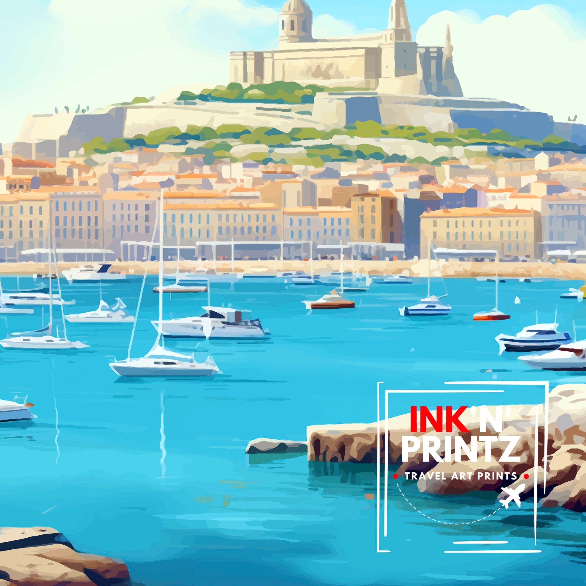 Marseille France Travel Print Marseille Wall Decor Marseille Poster France Travel Prints Marseille Art Print Marseille Illustration