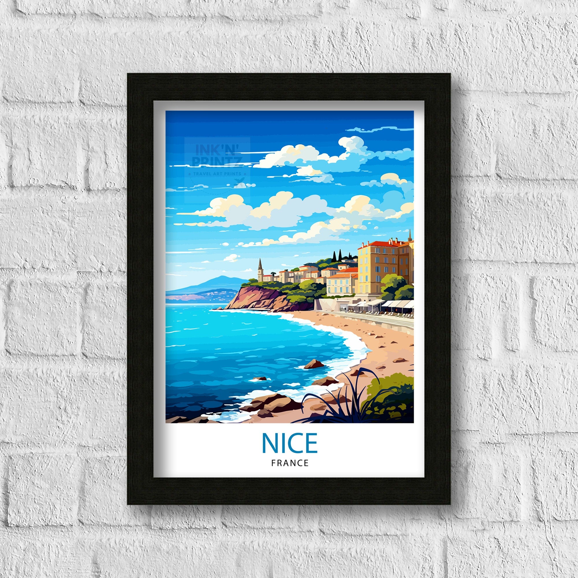 Nice France Travel Print Nice Wall Art Nice Poster French Riviera Decor Nice Art Print Nice Illustration Nice Wall Decor France Print Nice