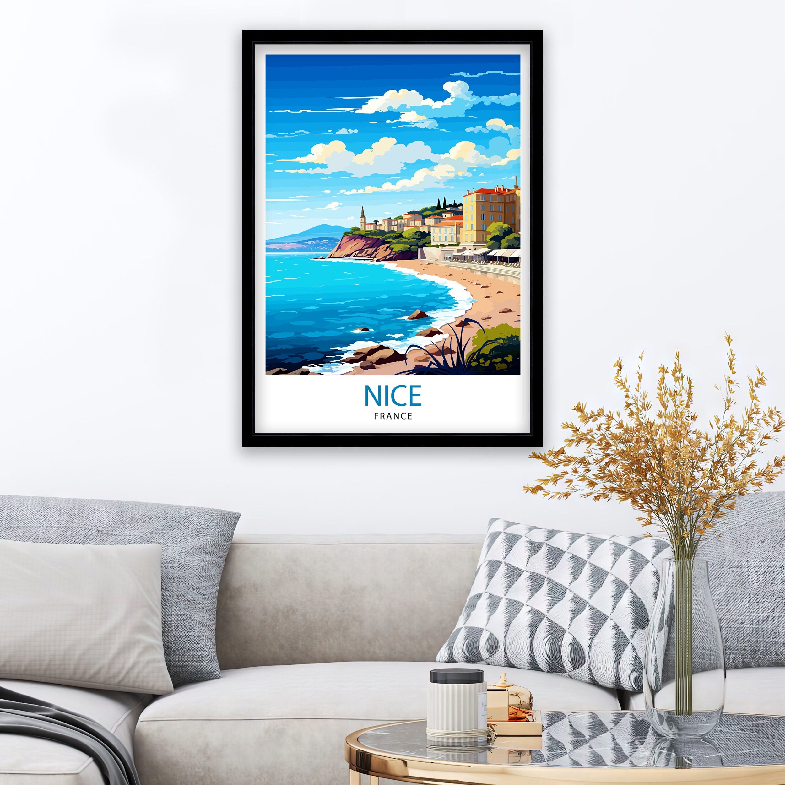 Nice France Travel Print Nice Wall Art Nice Poster French Riviera Decor Nice Art Print Nice Illustration Nice Wall Decor France Print Nice