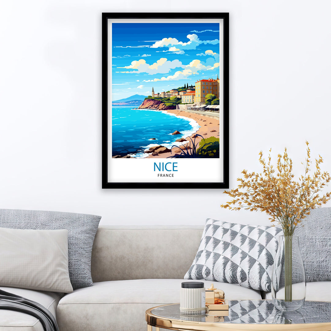 Nice France Travel Poster Nice Wall Art Nice Poster French Riviera Decor Nice Art Poster Nice Illustration Nice