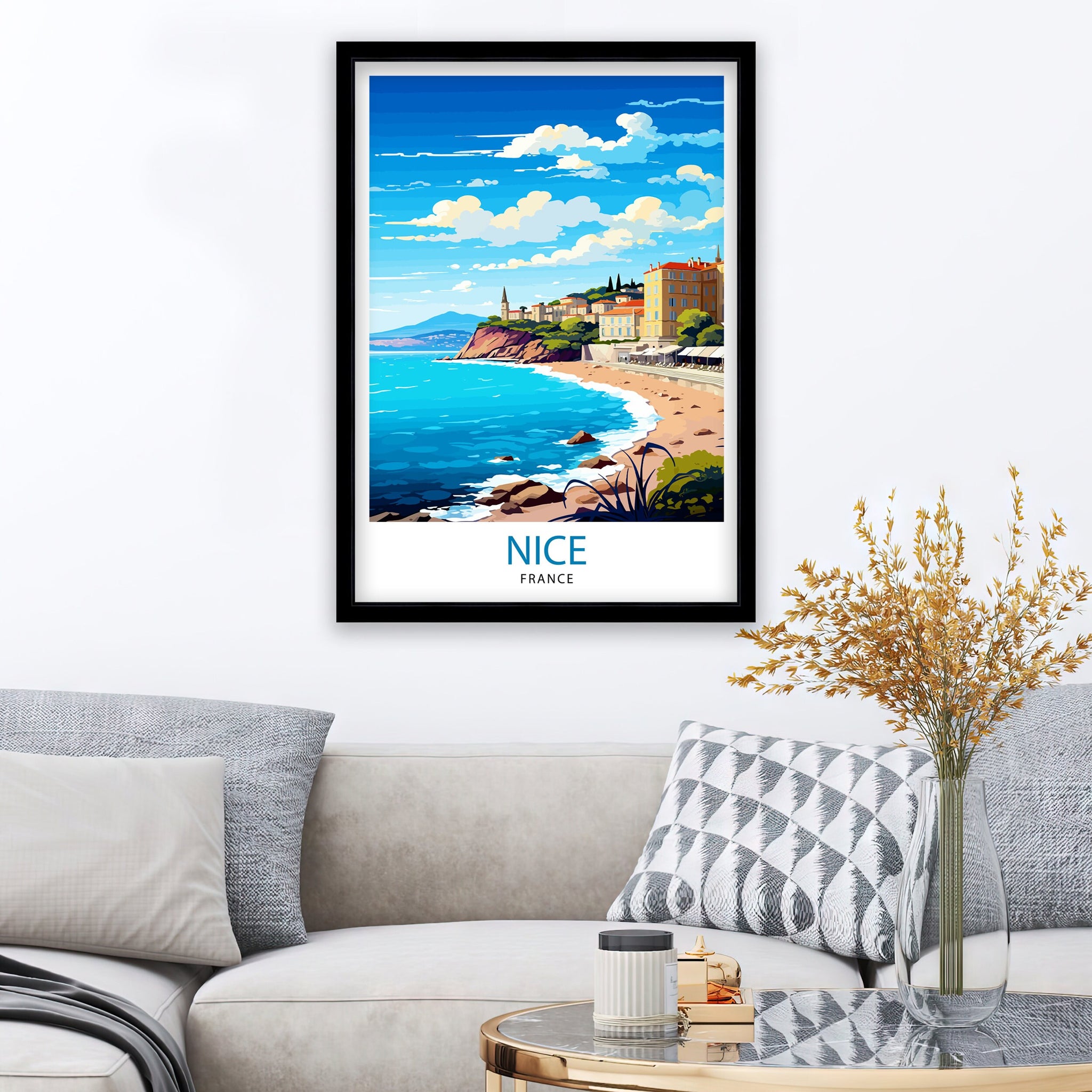 Nice France Travel Print Nice Wall Art Nice Poster French Riviera Decor Nice Art Print Nice Illustration Nice Wall Decor France Print Nice
