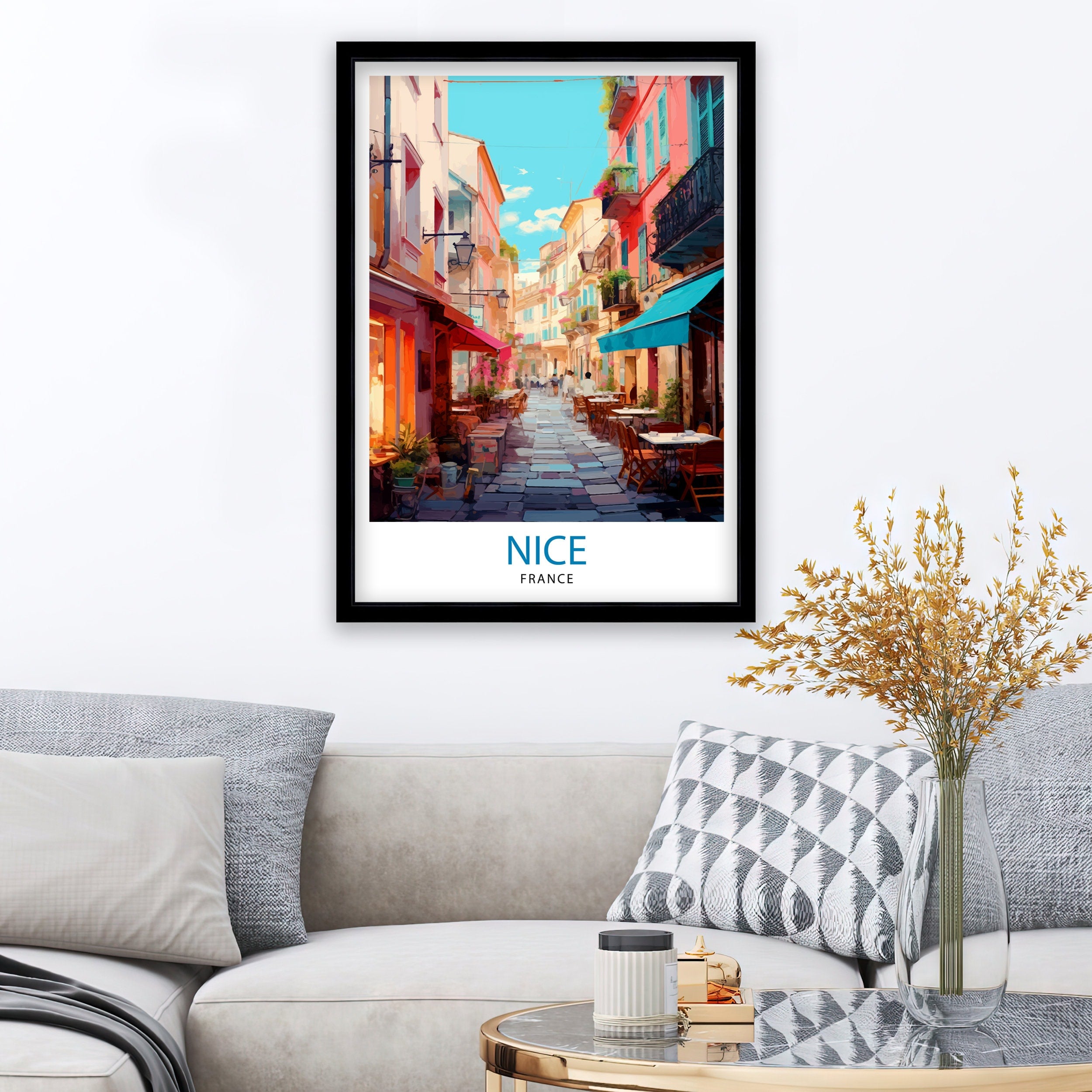 Nice France Travel Print Nice Wall Art Nice Poster French Riviera Decor Nice Art Print Nice Illustration Nice Wall Decor France Print Nice