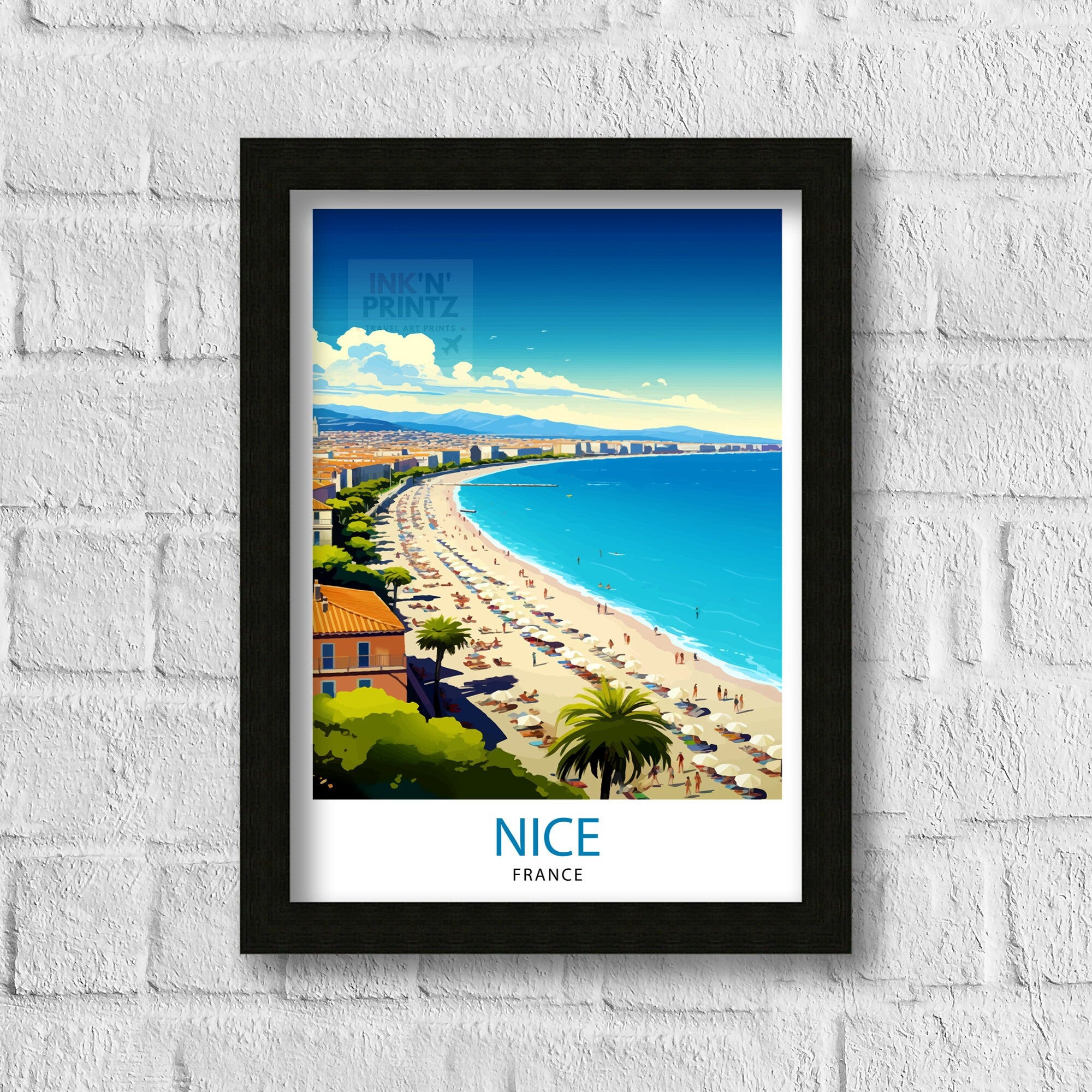 Nice France Travel Print Nice Wall Art Nice Poster French Riviera Decor Nice Art Print Nice Illustration Nice Wall Decor France Print Nice