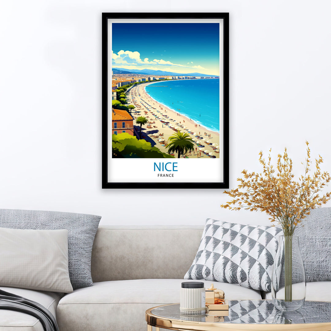 Nice France Travel Poster Nice Wall Art Nice Poster French Riviera Decor Nice Art Poster Nice Illustration Nice