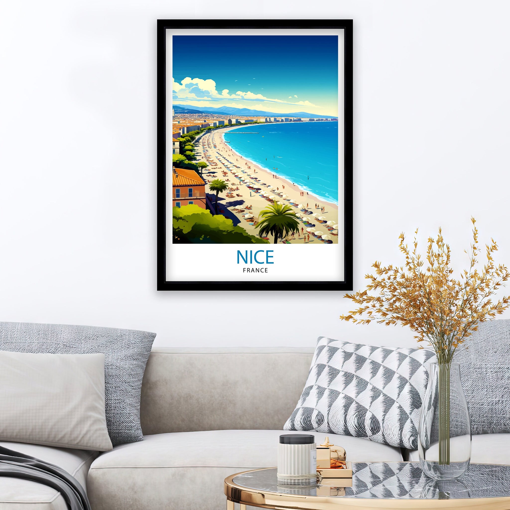 Nice France Travel Print Nice Wall Art Nice Poster French Riviera Decor Nice Art Print Nice Illustration Nice Wall Decor France Print Nice