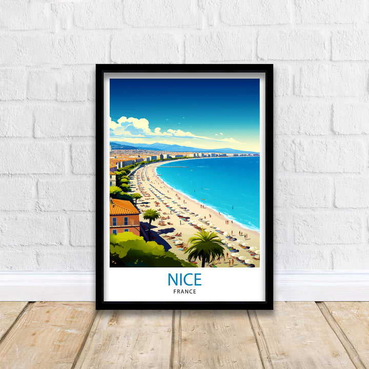 Nice France Travel Poster Nice Wall Art Nice Poster French Riviera Decor Nice Art Poster Nice Illustration Nice