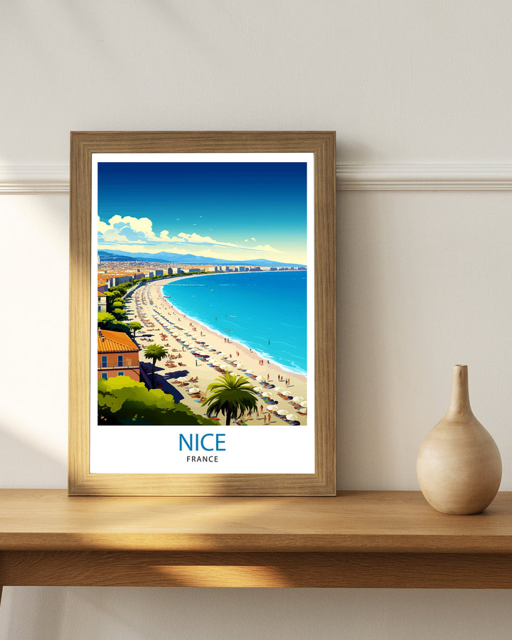 Nice France Travel Poster Nice Wall Art Nice Poster French Riviera Decor Nice Art Poster Nice Illustration Nice