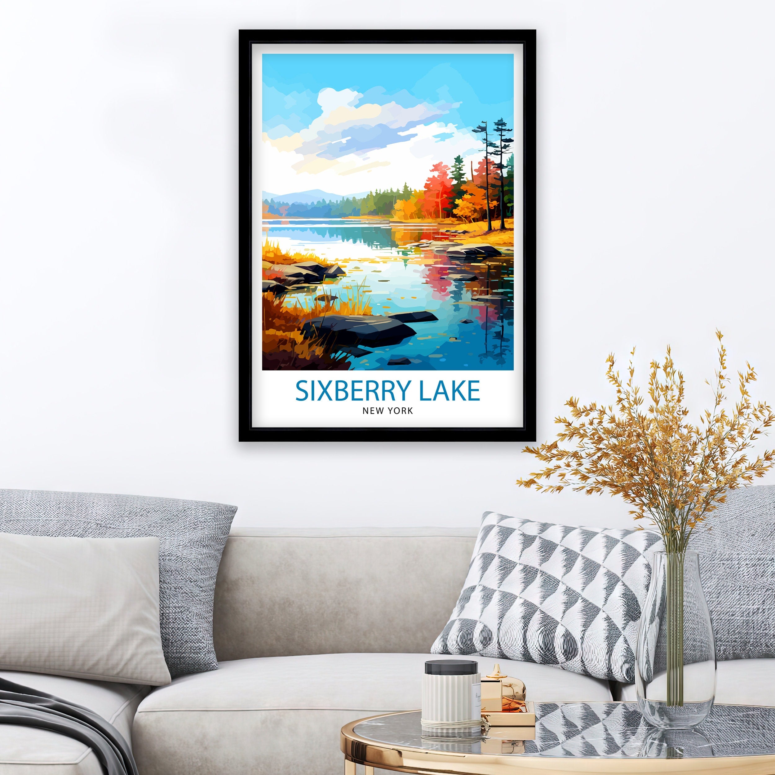 Sixberry Lake France Travel Print France Wall Decor Sixberry Lake Poster French Lake Travel Prints France Art Print Sixberry