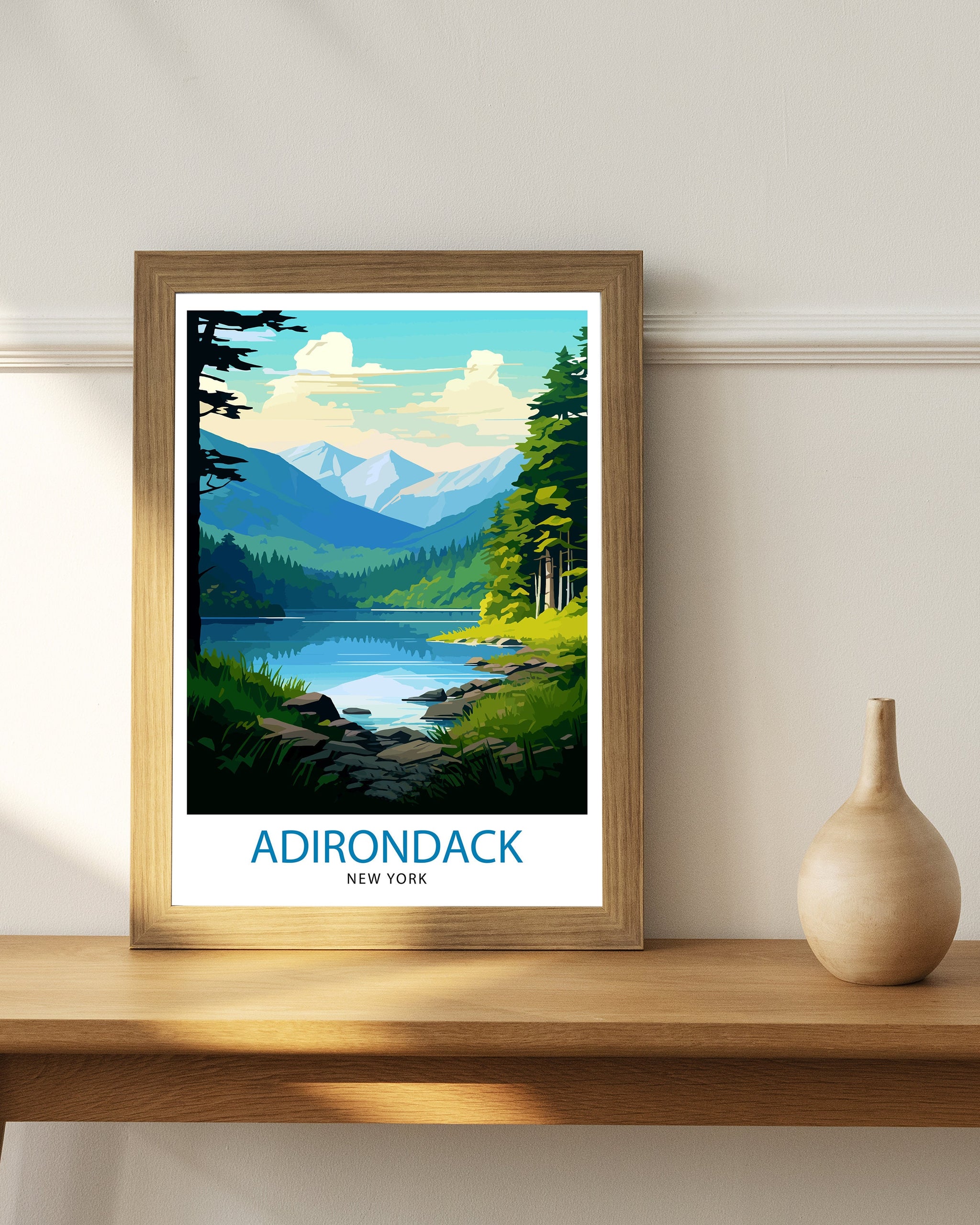 Adirondack New York Travel Print Adirondack Wall Decor Adirondack Poster New York Travel Prints Adirondack Art Print Adirondack Illustration