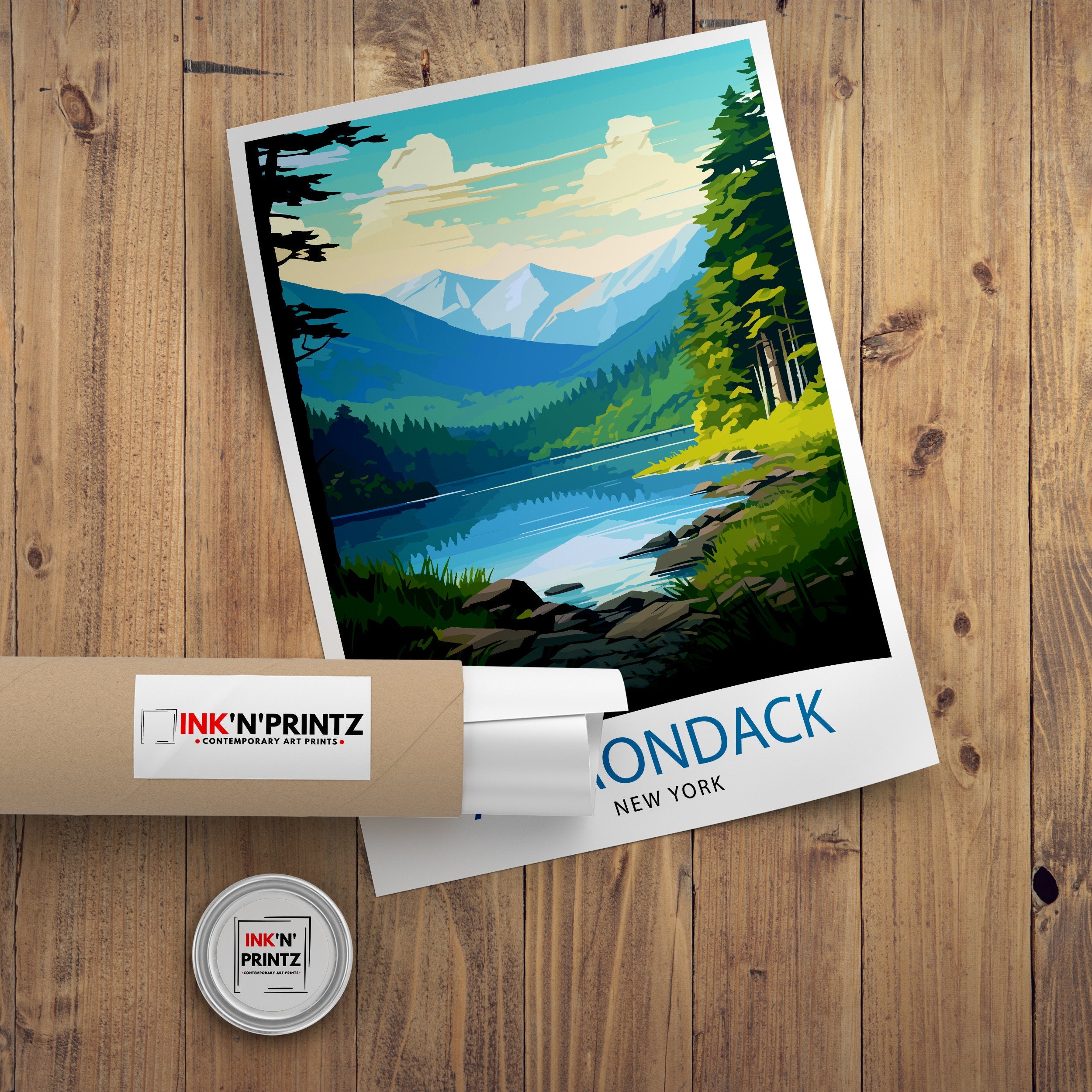 Adirondack New York Travel Print Adirondack Wall Decor Adirondack Poster New York Travel Prints Adirondack Art Print Adirondack Illustration