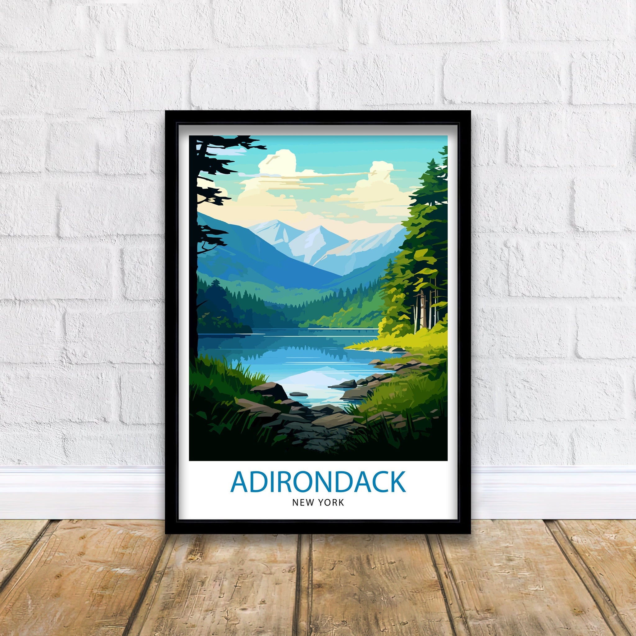 Adirondack New York Travel Print Adirondack Wall Decor Adirondack Poster New York Travel Prints Adirondack Art Print Adirondack Illustration