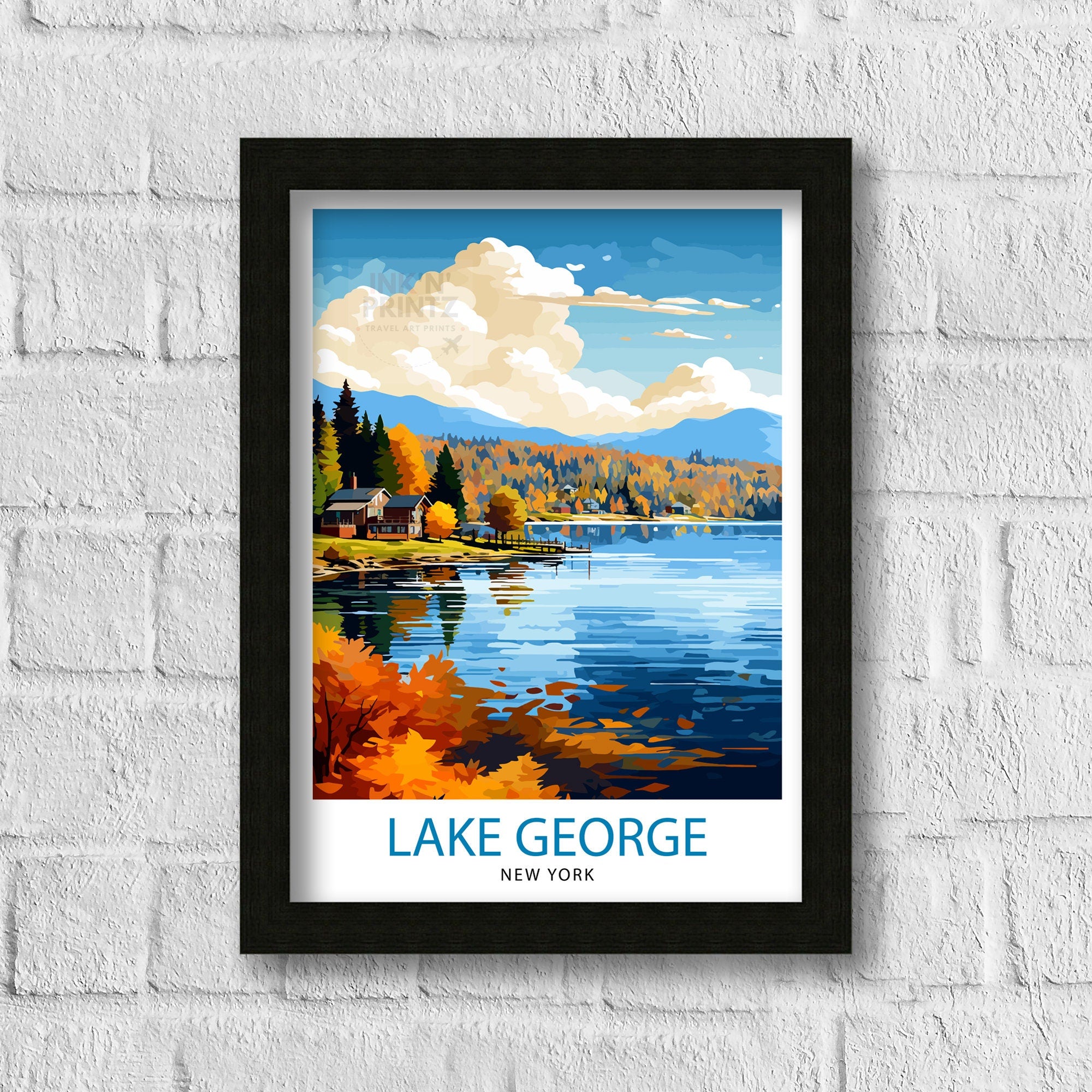 Lake George New York State Travel Print| Lake George Wall Decor Lake George Poster Upstate New York Travel Prints Lake George Art Print Lake