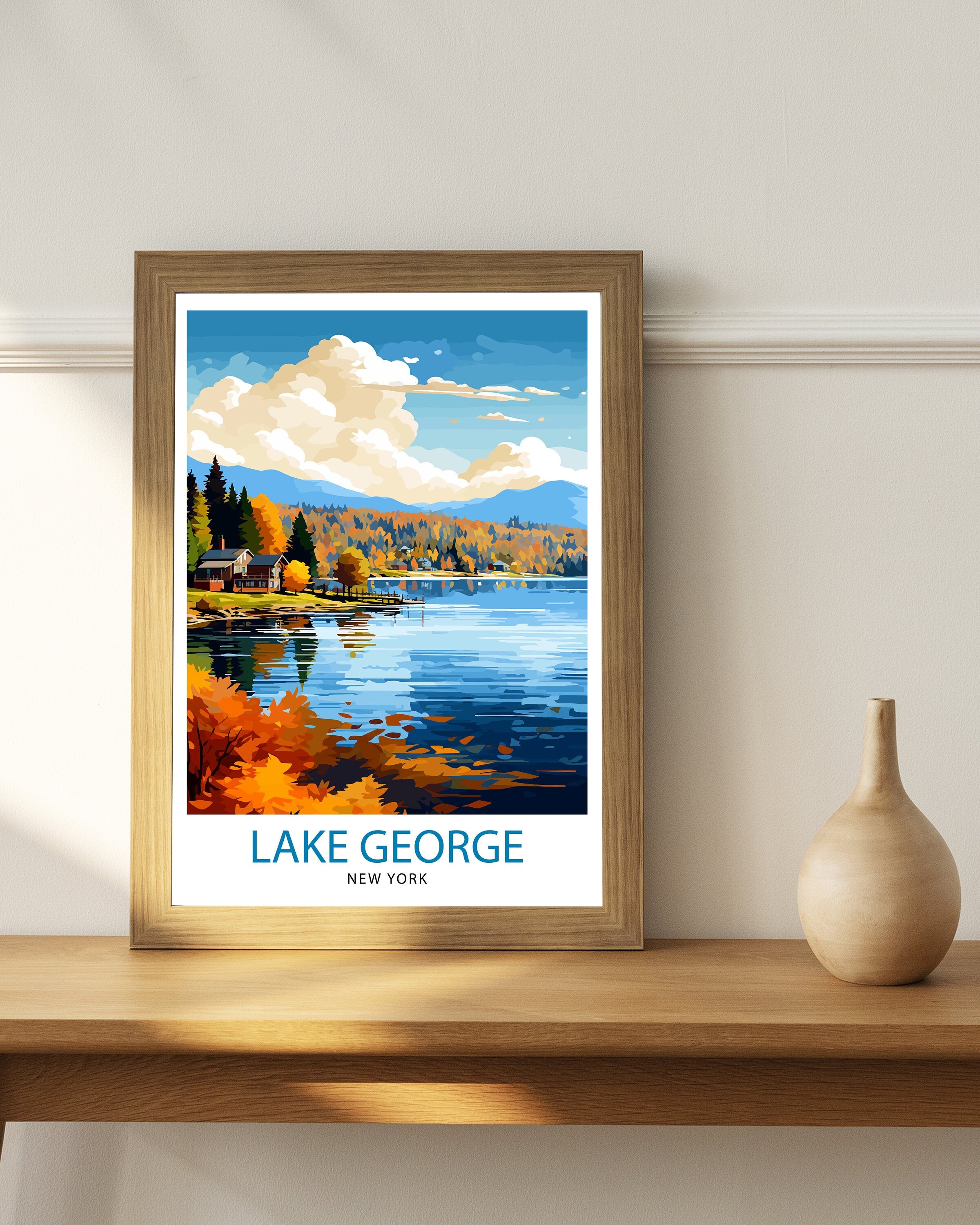 Lake George New York State Travel Print| Lake George Wall Decor Lake George Poster Upstate New York Travel Prints Lake George Art Print Lake
