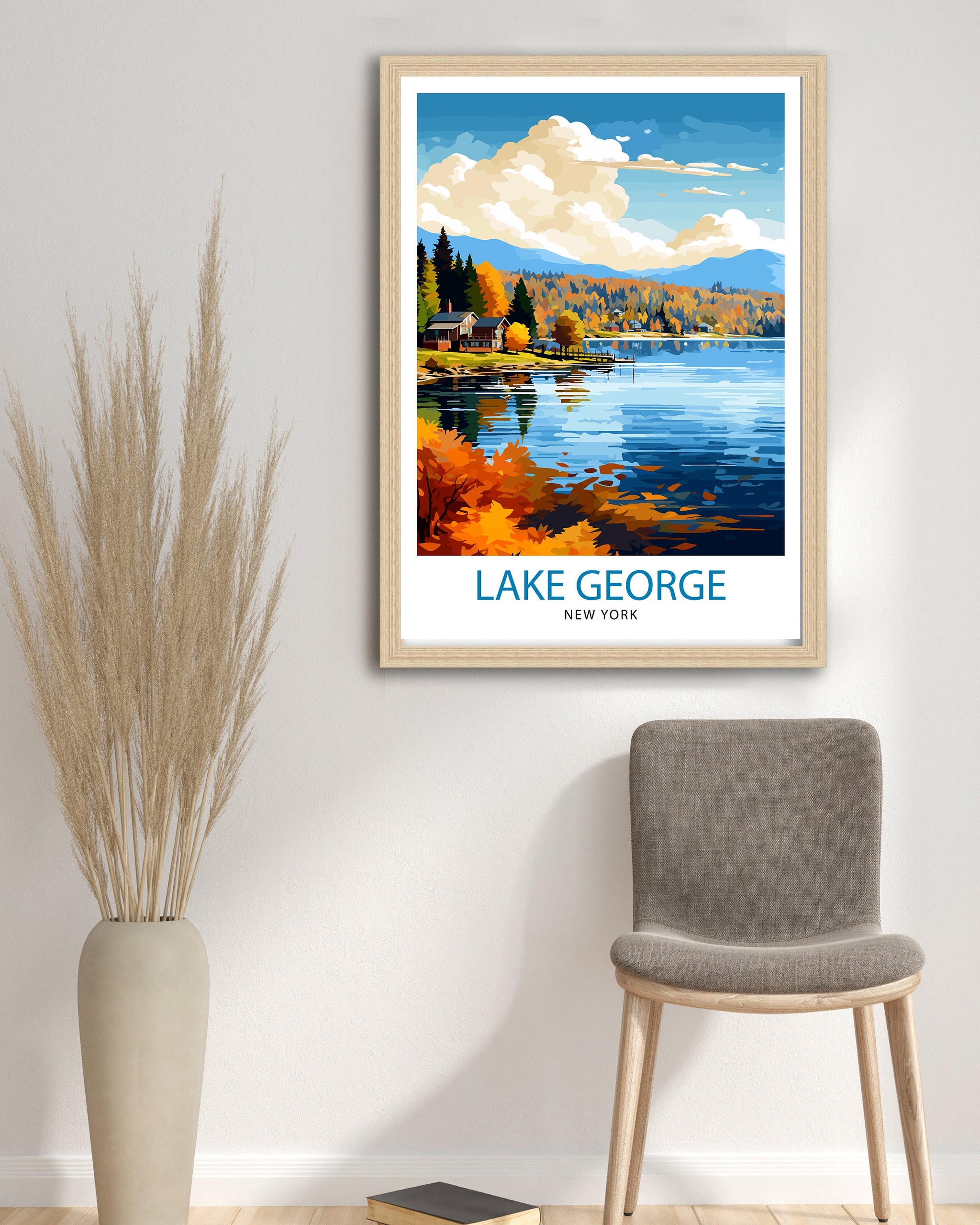 Lake George New York State Travel Print| Lake George Wall Decor Lake George Poster Upstate New York Travel Prints Lake George Art Print Lake