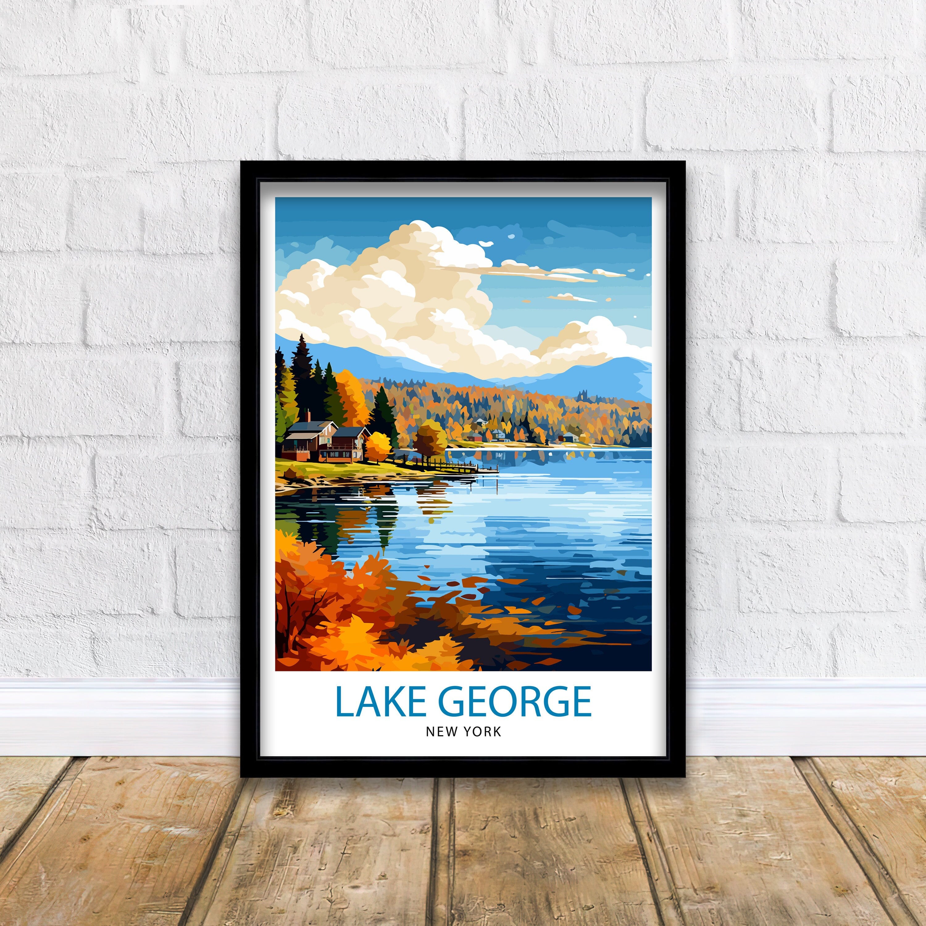 Lake George New York State Travel Print| Lake George Wall Decor Lake George Poster Upstate New York Travel Prints Lake George Art Print Lake