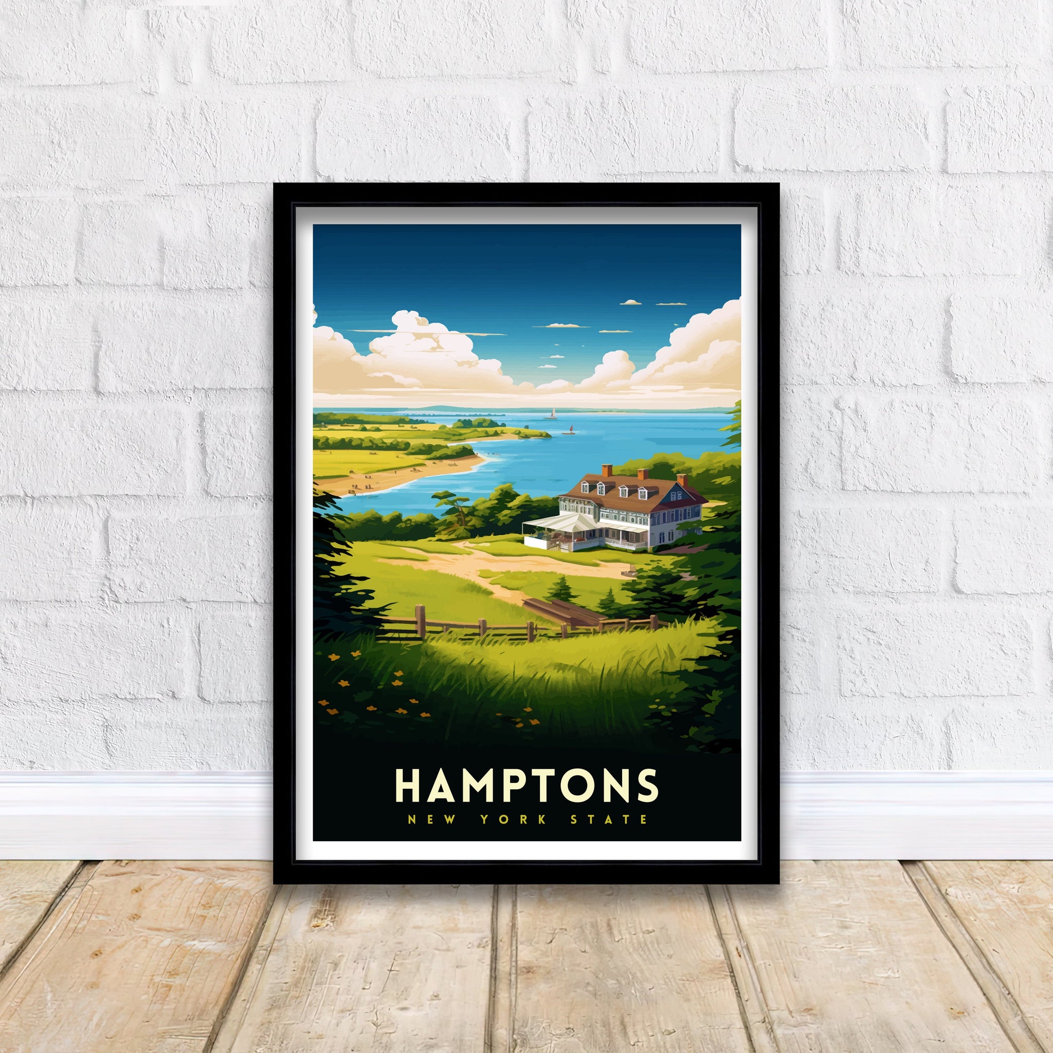 Hamptons New York State Travel Print| Hamptons Wall Decor Hamptons Poster New York State Travel Prints Hamptons Art Print Hamptons