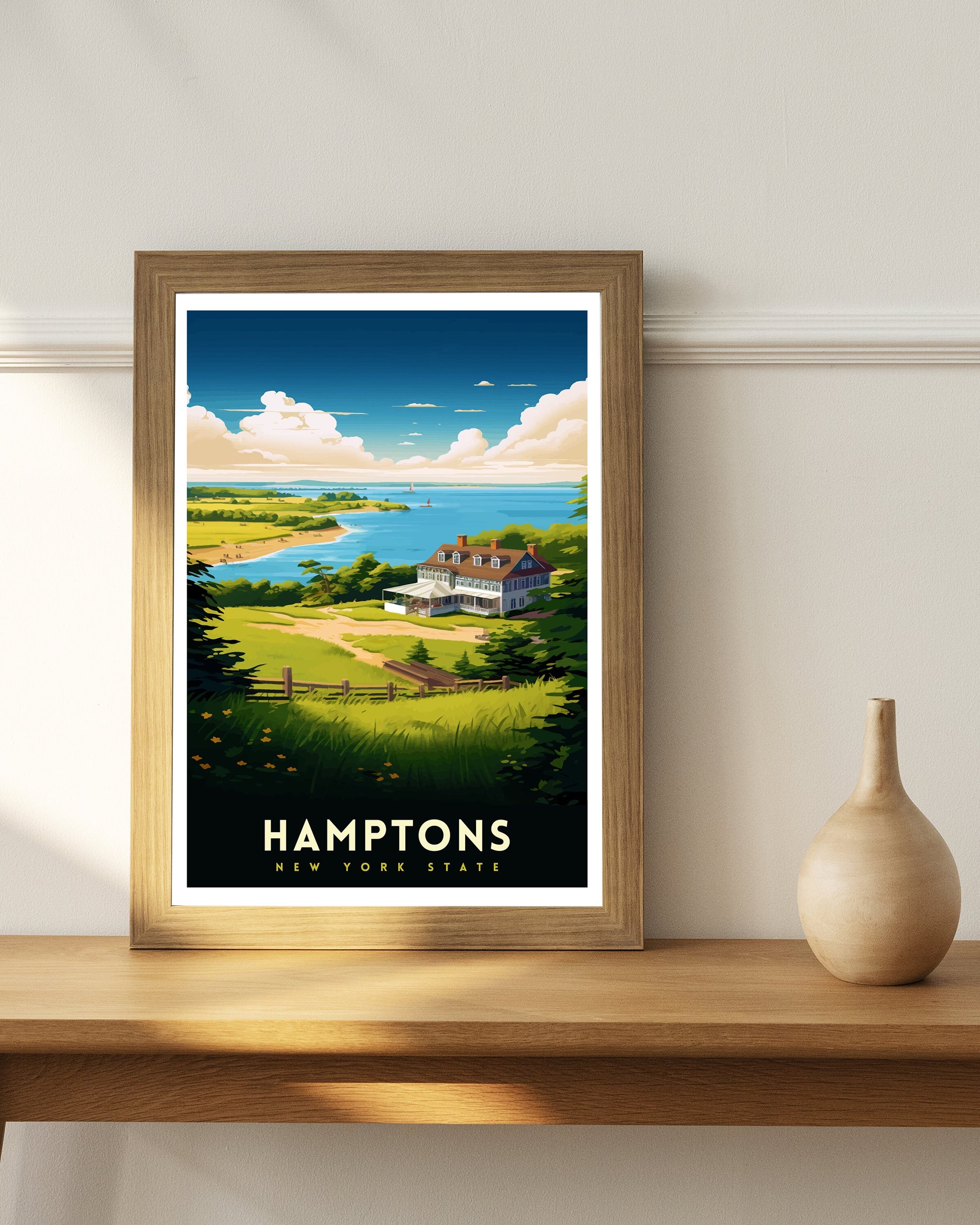 Hamptons New York State Travel Print| Hamptons Wall Decor Hamptons Poster New York State Travel Prints Hamptons Art Print Hamptons