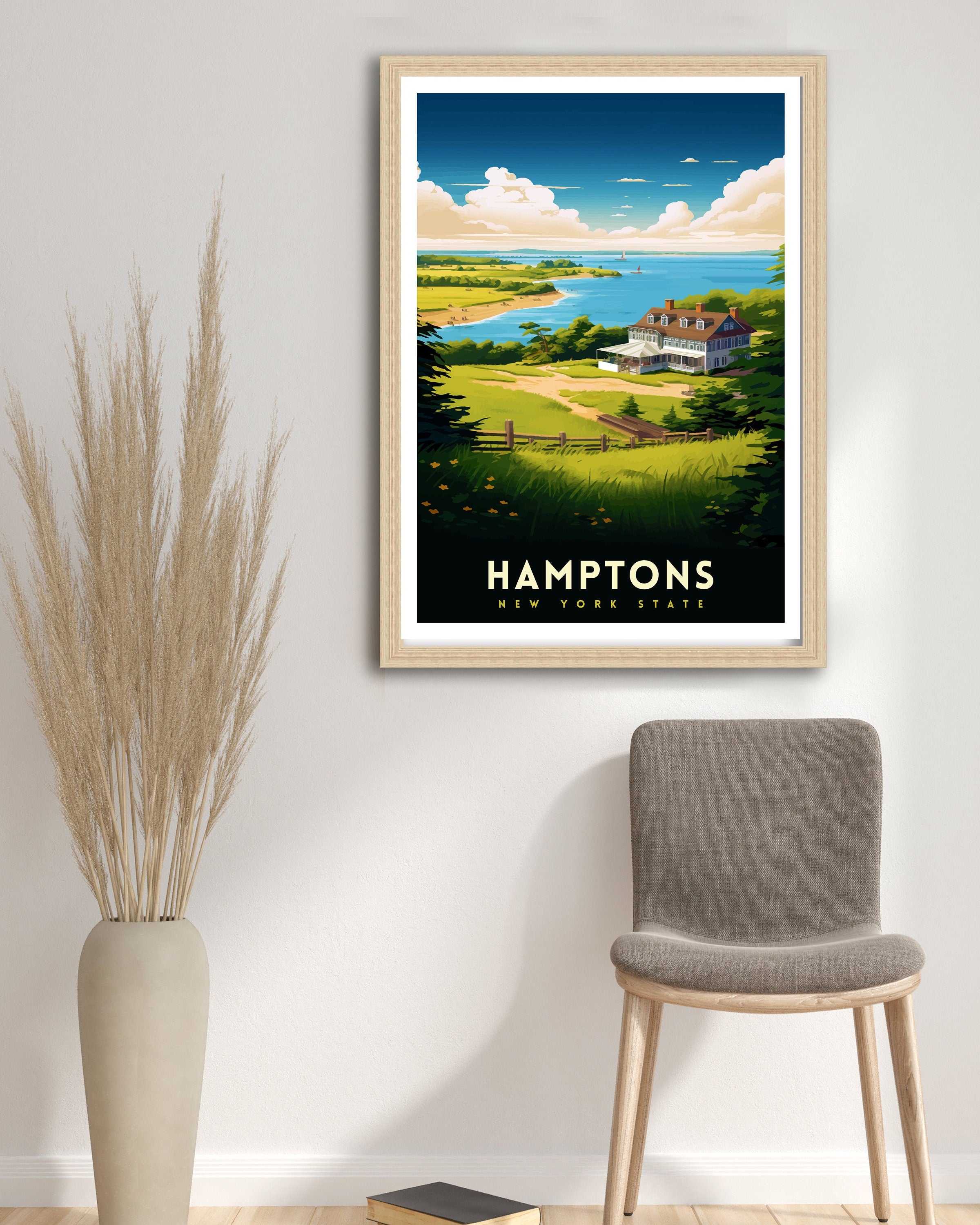 Hamptons New York State Travel Print| Hamptons Wall Decor Hamptons Poster New York State Travel Prints Hamptons Art Print Hamptons