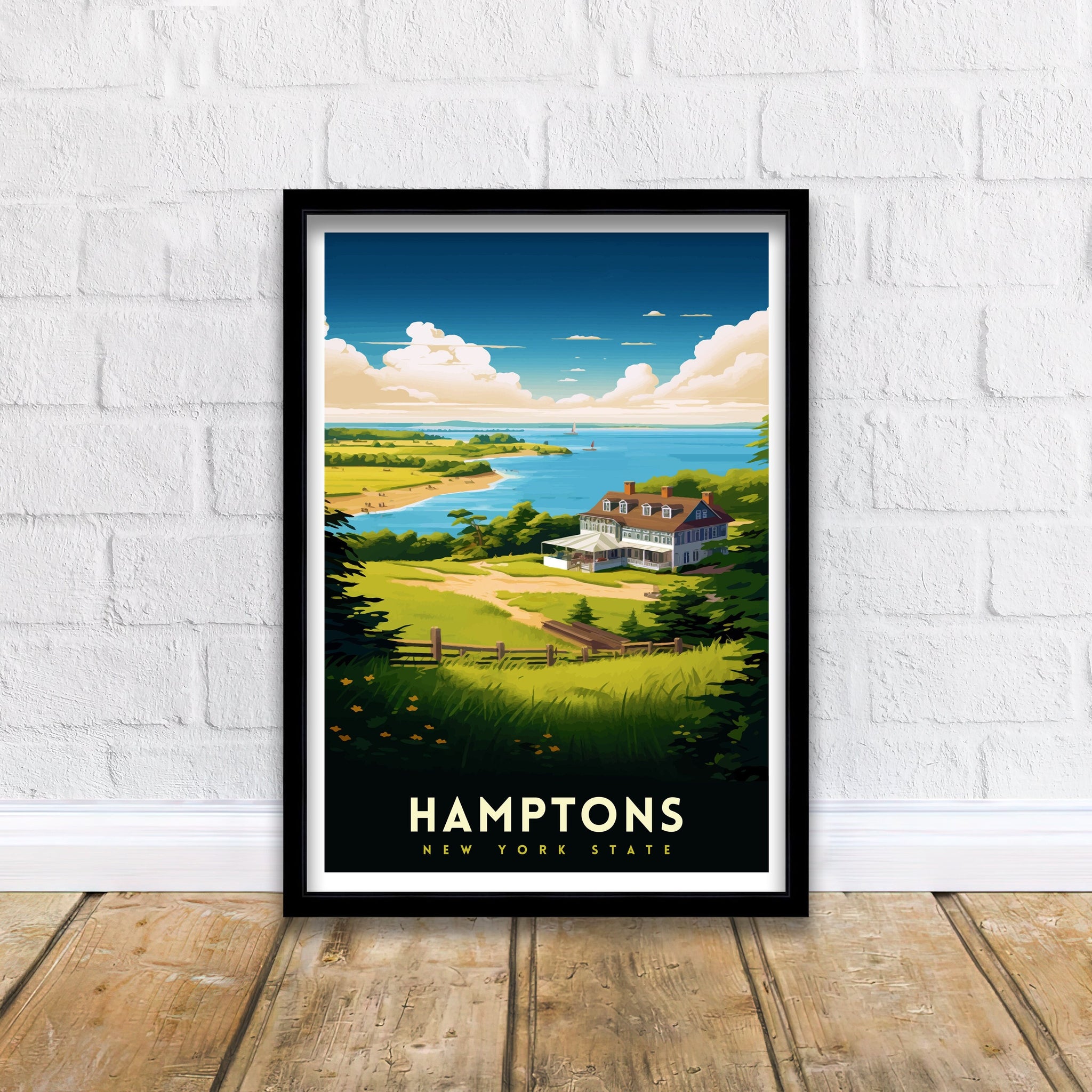 Hamptons New York State Travel Print| Hamptons Wall Decor Hamptons Poster New York State Travel Prints Hamptons Art Print Hamptons