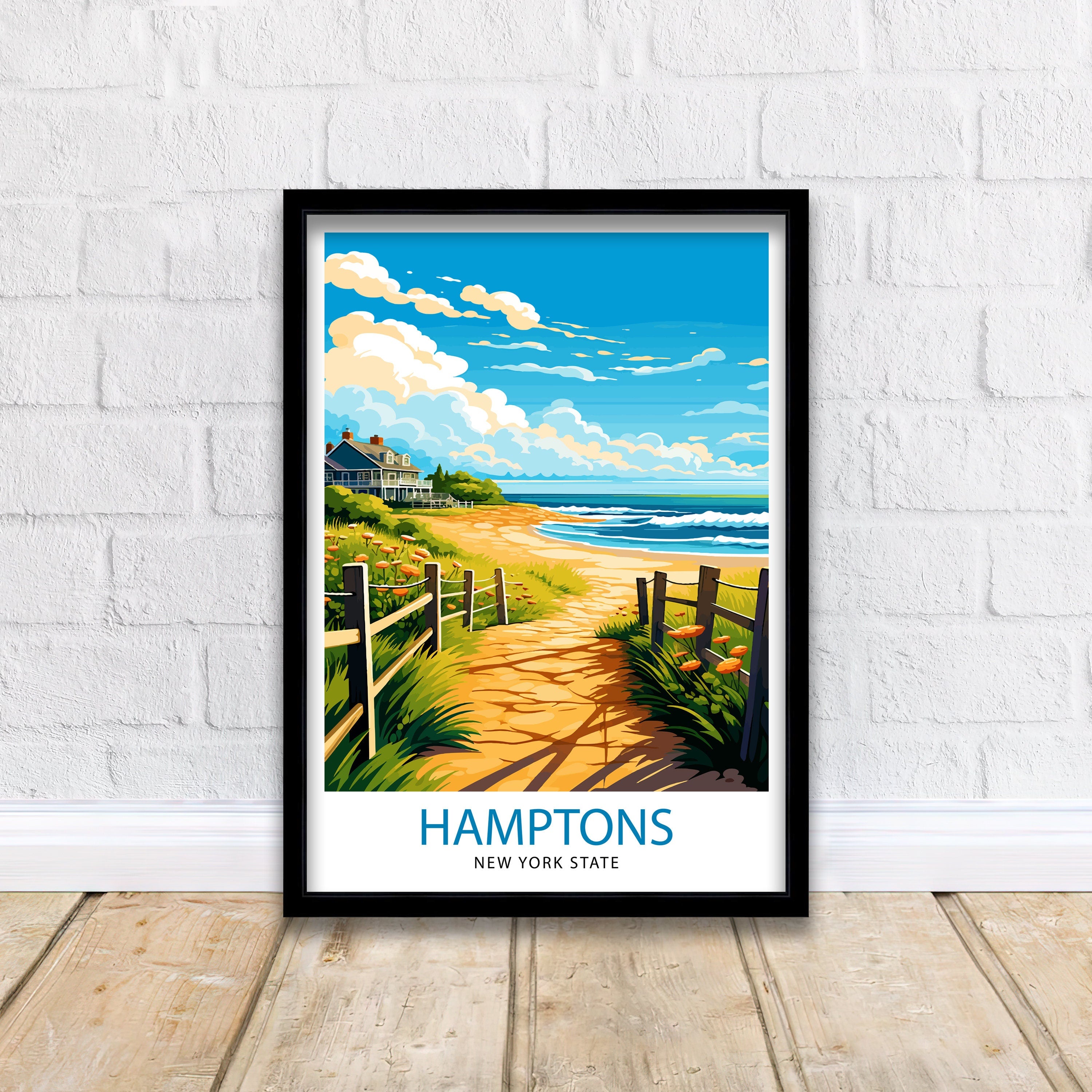 Hamptons New York State Travel Print| Hamptons Wall Decor Hamptons Poster New York State Travel Prints Hamptons Art Print Hamptons