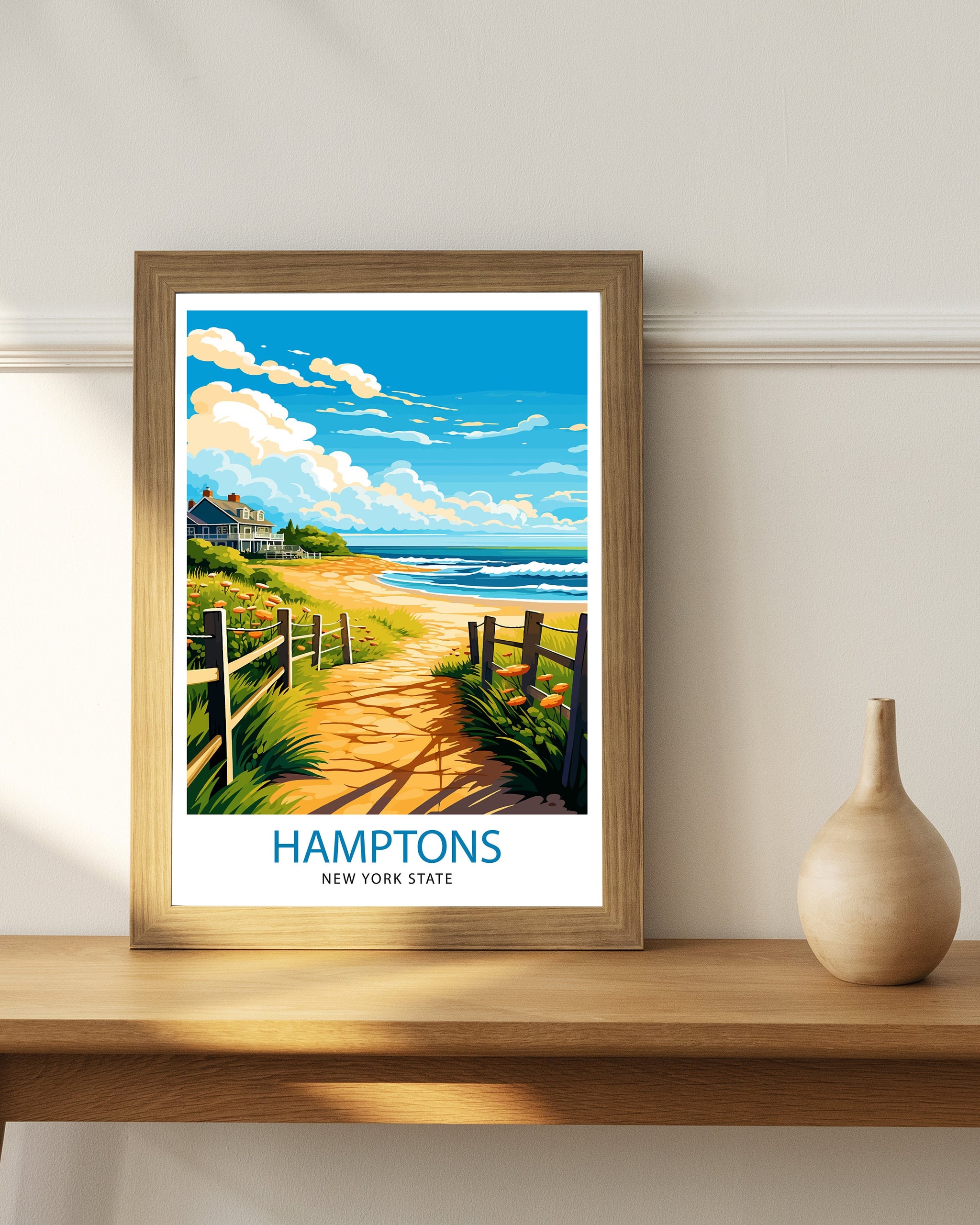 Hamptons New York State Travel Print| Hamptons Wall Decor Hamptons Poster New York State Travel Prints Hamptons Art Print Hamptons