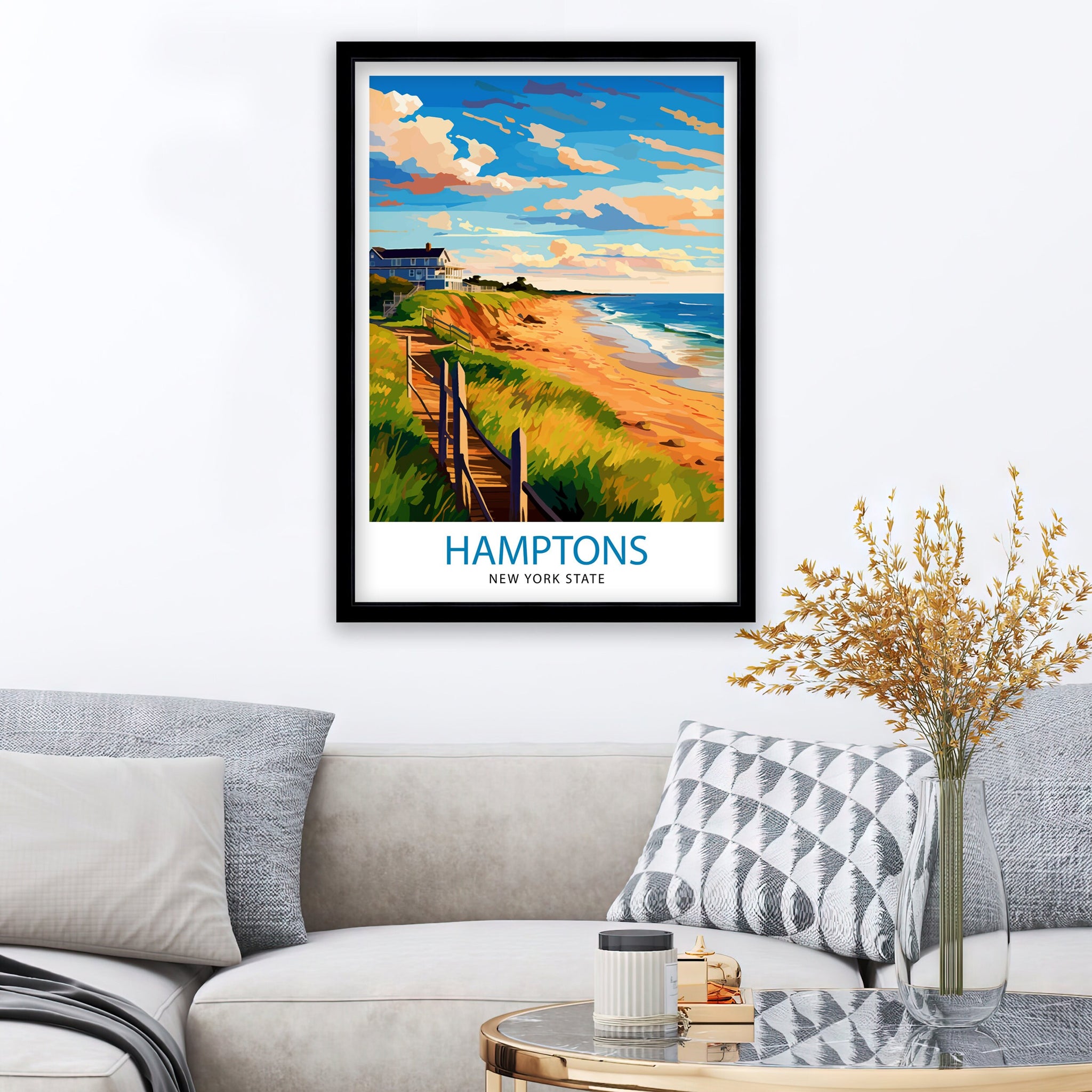 Hamptons New York State Travel Print| Hamptons Wall Decor Hamptons Poster New York State Travel Prints Hamptons Art Print Hamptons