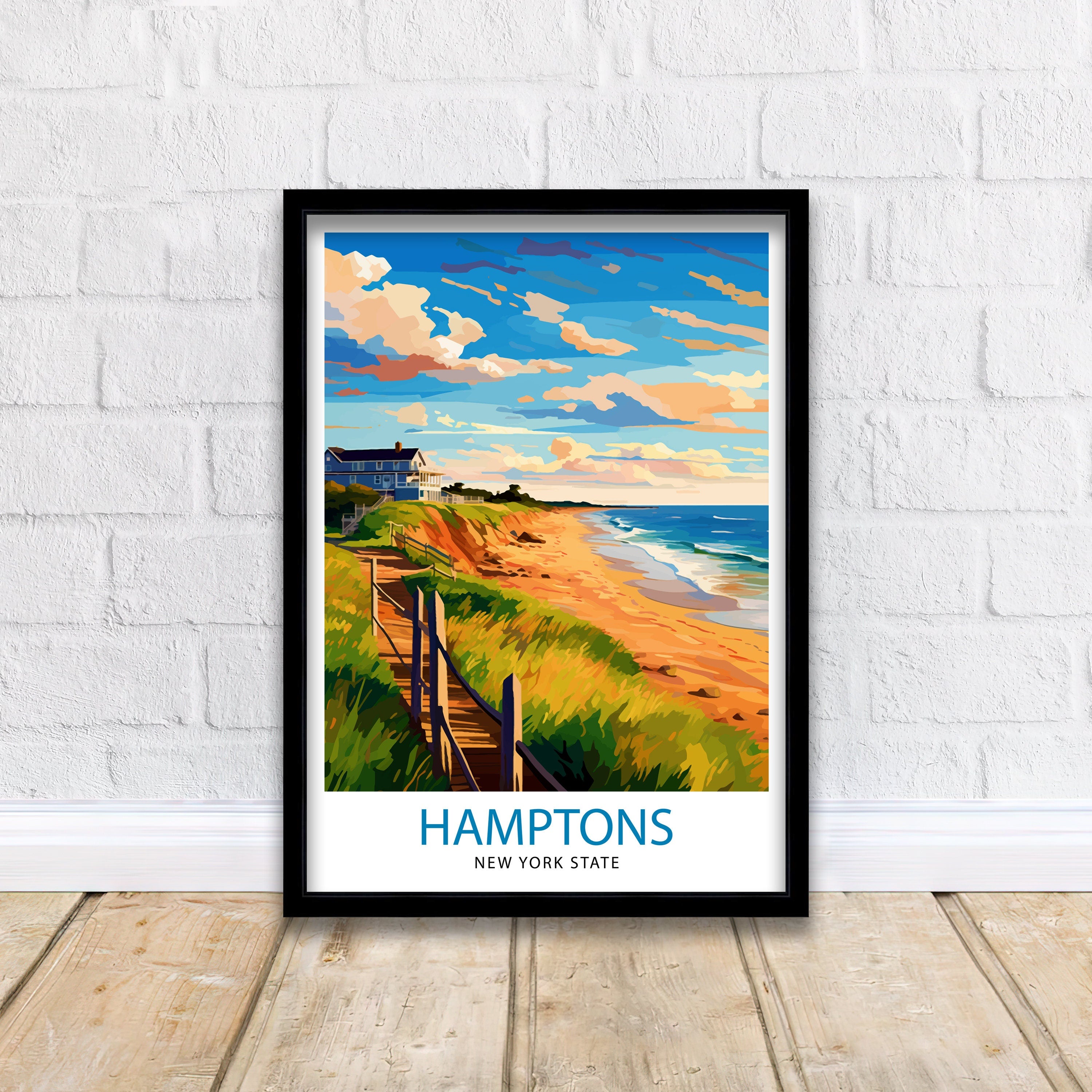 Hamptons New York State Travel Print| Hamptons Wall Decor Hamptons Poster New York State Travel Prints Hamptons Art Print Hamptons