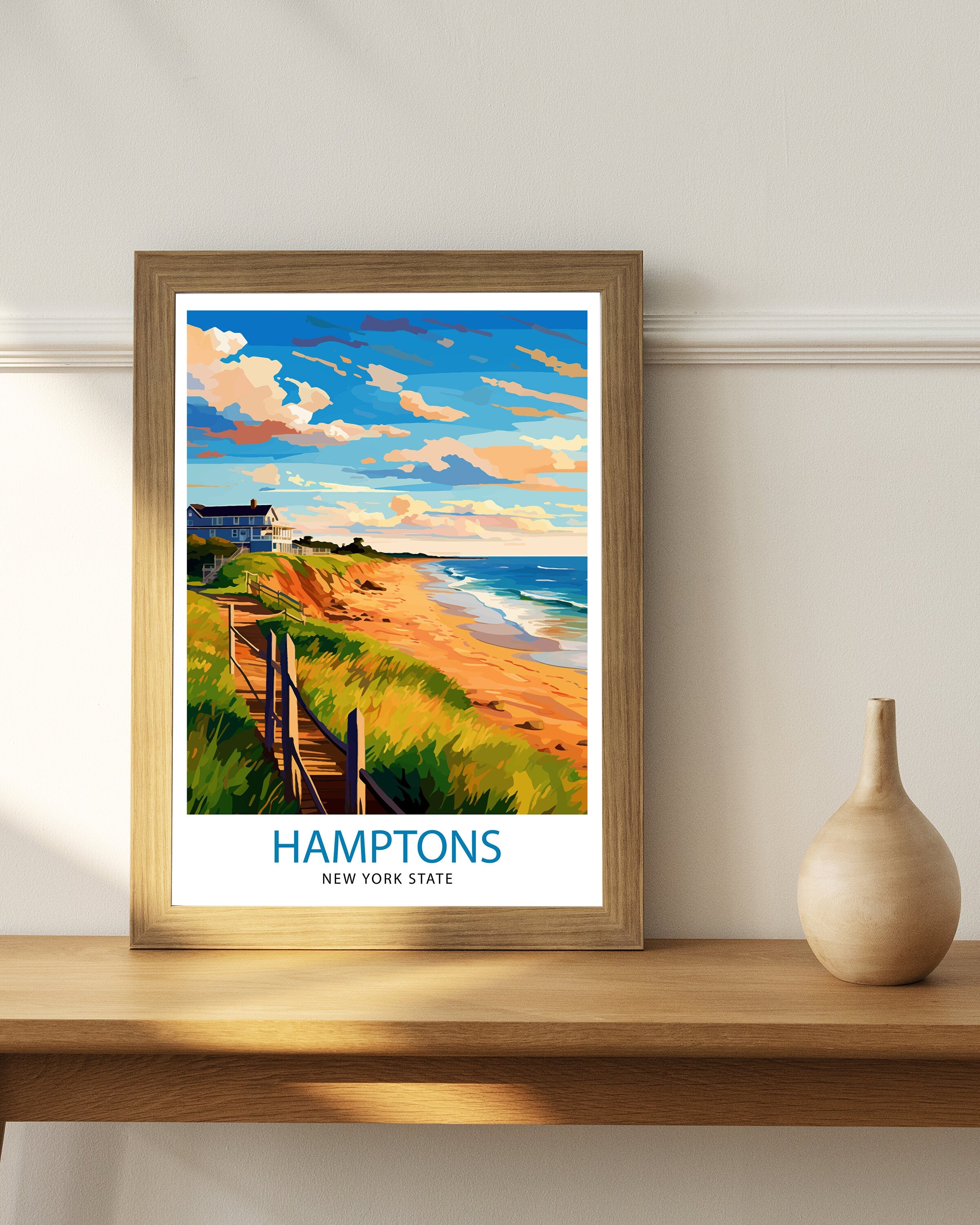 Hamptons New York State Travel Print| Hamptons Wall Decor Hamptons Poster New York State Travel Prints Hamptons Art Print Hamptons