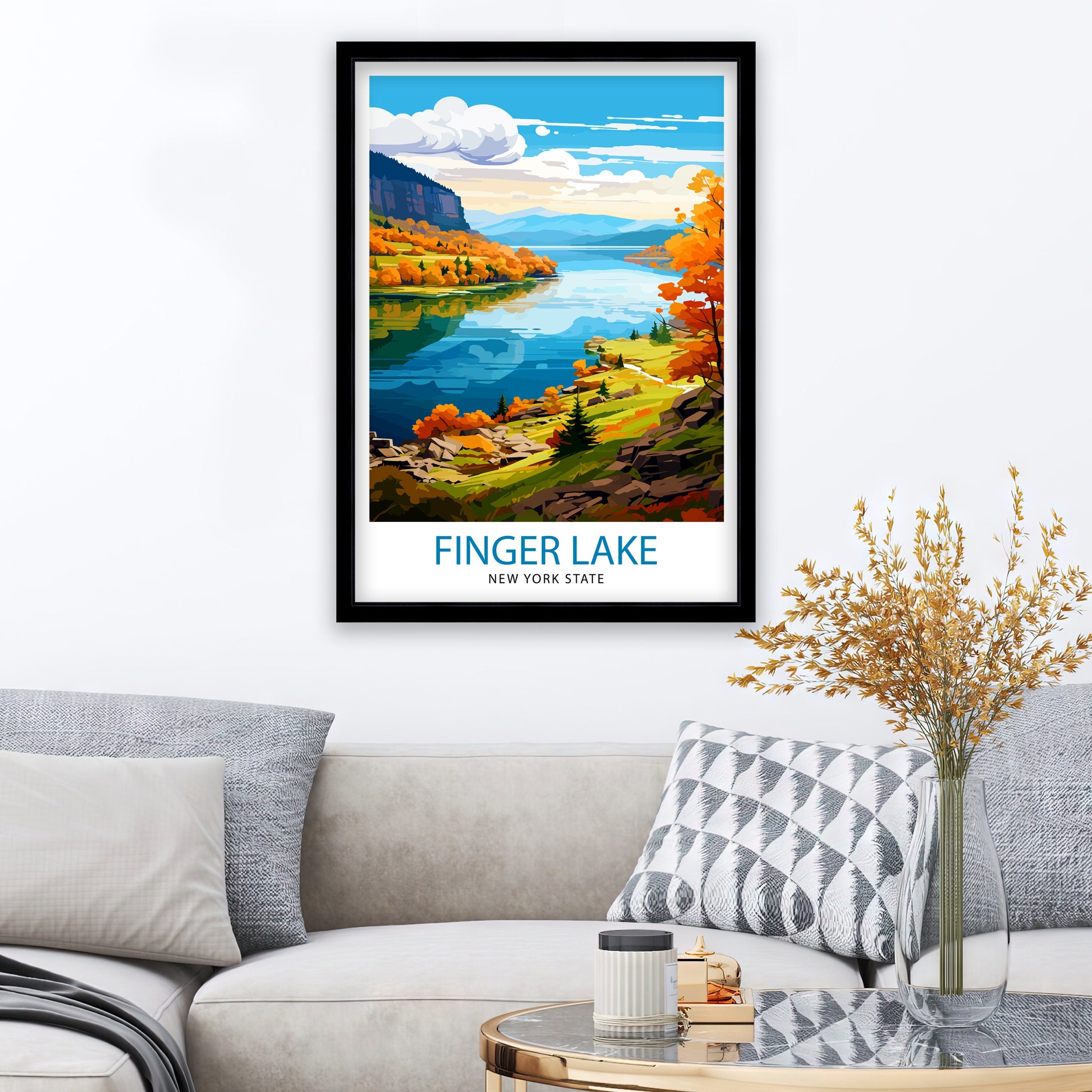 Finger Lakes New York State Travel Print| Finger Lakes Wall Decor Finger Lakes Poster New York State Travel Prints Finger Lakes Art Print