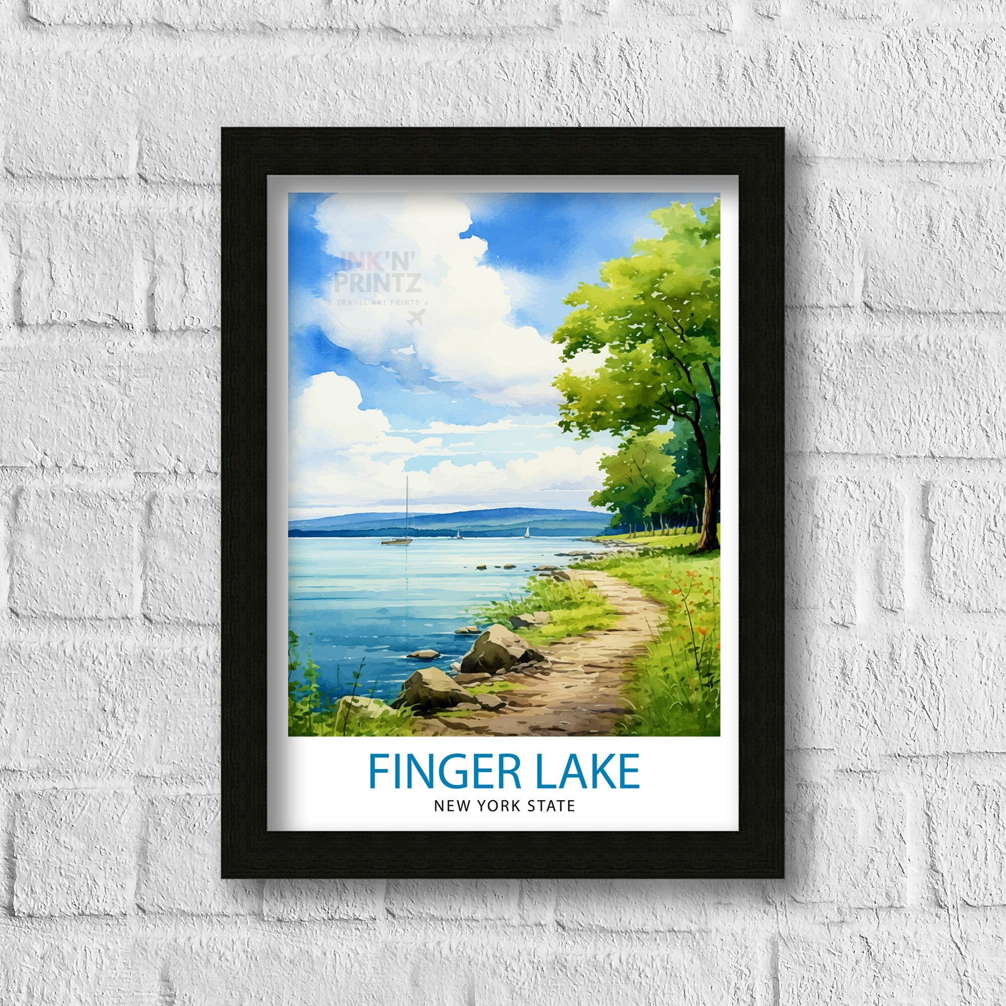 Finger Lakes New York State Travel Print| Finger Lakes Wall Decor Finger Lakes Poster New York State Travel Prints Finger Lakes Art Print