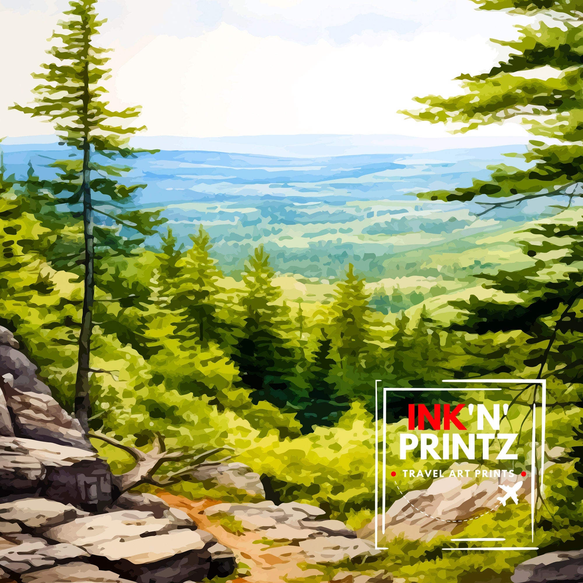 Catskill Mountains Travel Poster, New York State Art Print
